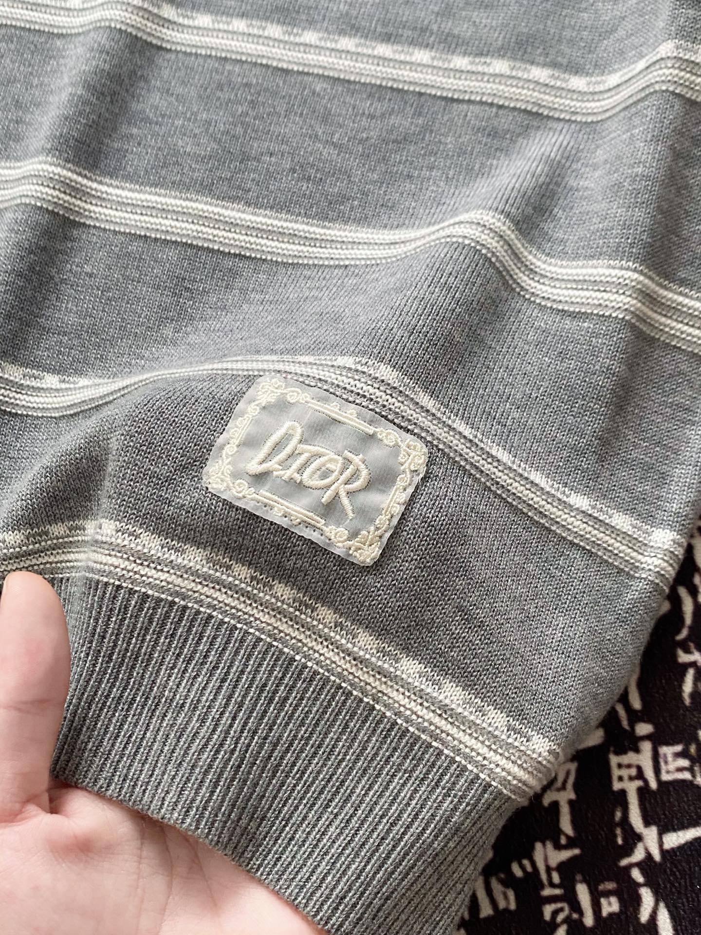 ディオールtシャツレディース激安通販 ゆったり プリント 純綿 トップス 半袖 横縞 グレー_6