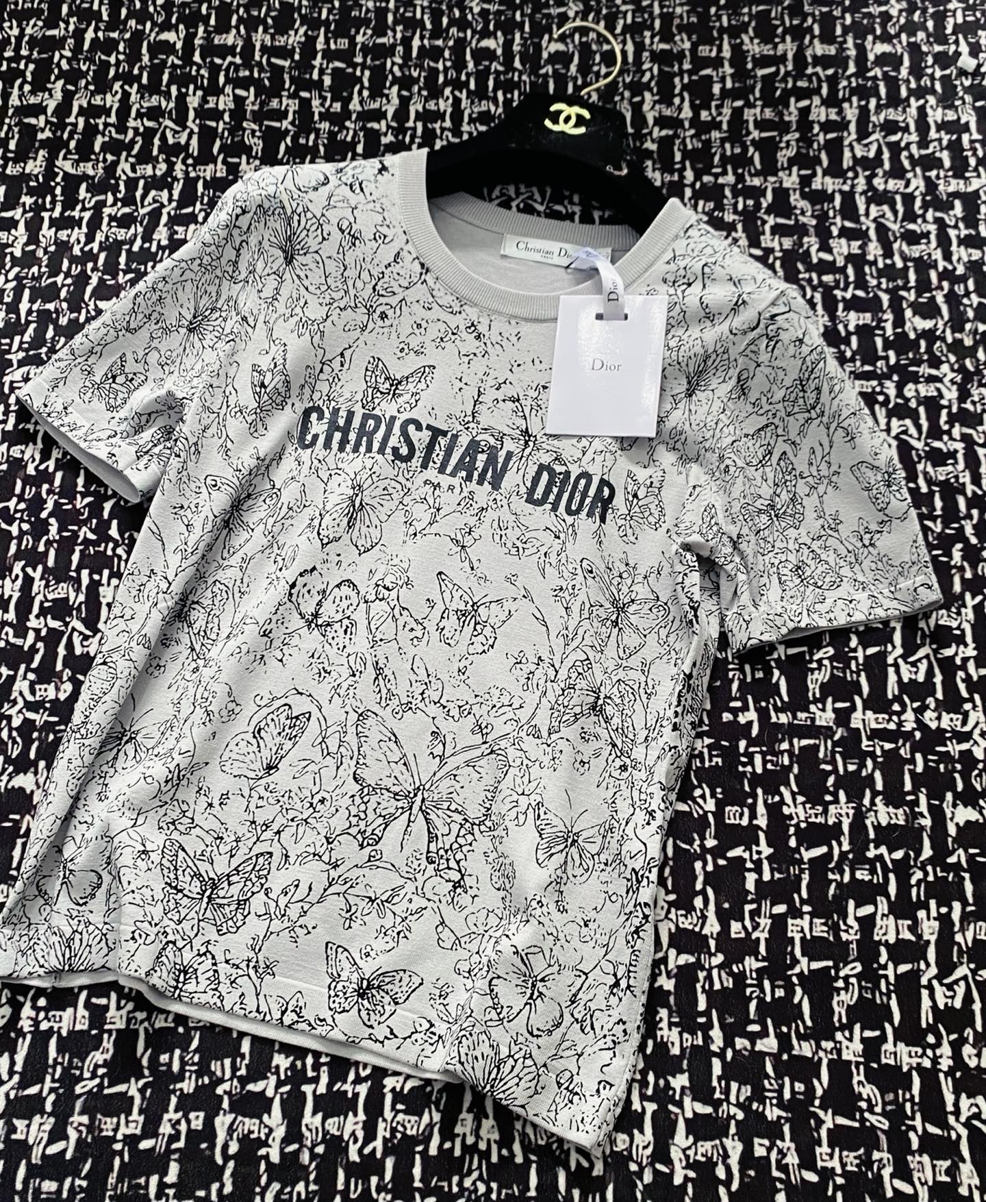 tシャツ ディオールスーパーコピー ゆったり 純綿 トップス 短袖 柔らかい プリント グレー_1
