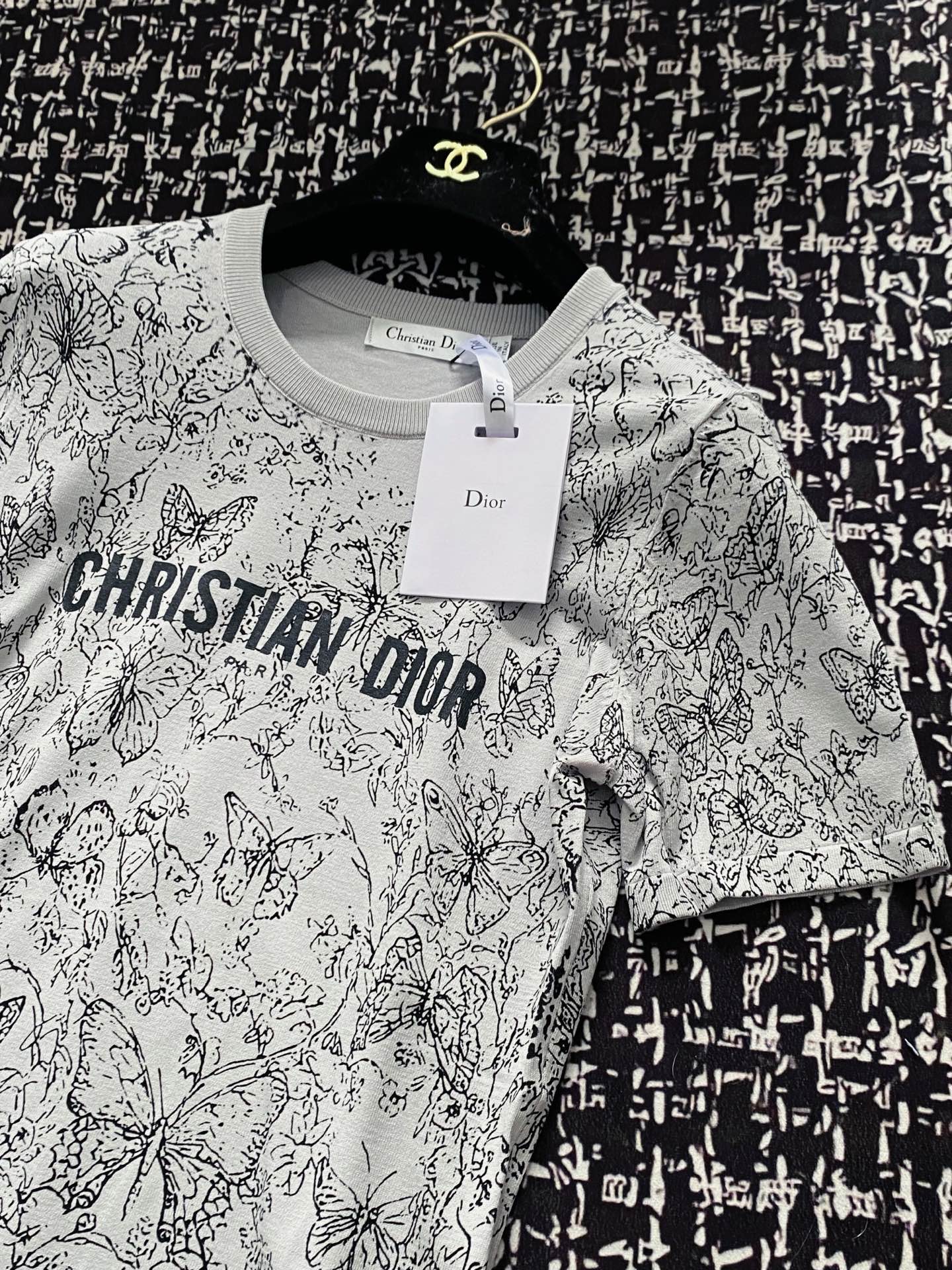 tシャツ ディオールスーパーコピー ゆったり 純綿 トップス 短袖 柔らかい プリント グレー_2