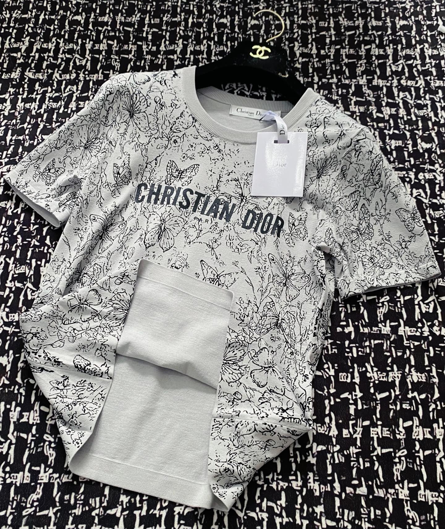 tシャツ ディオールスーパーコピー ゆったり 純綿 トップス 短袖 柔らかい プリント グレー_3