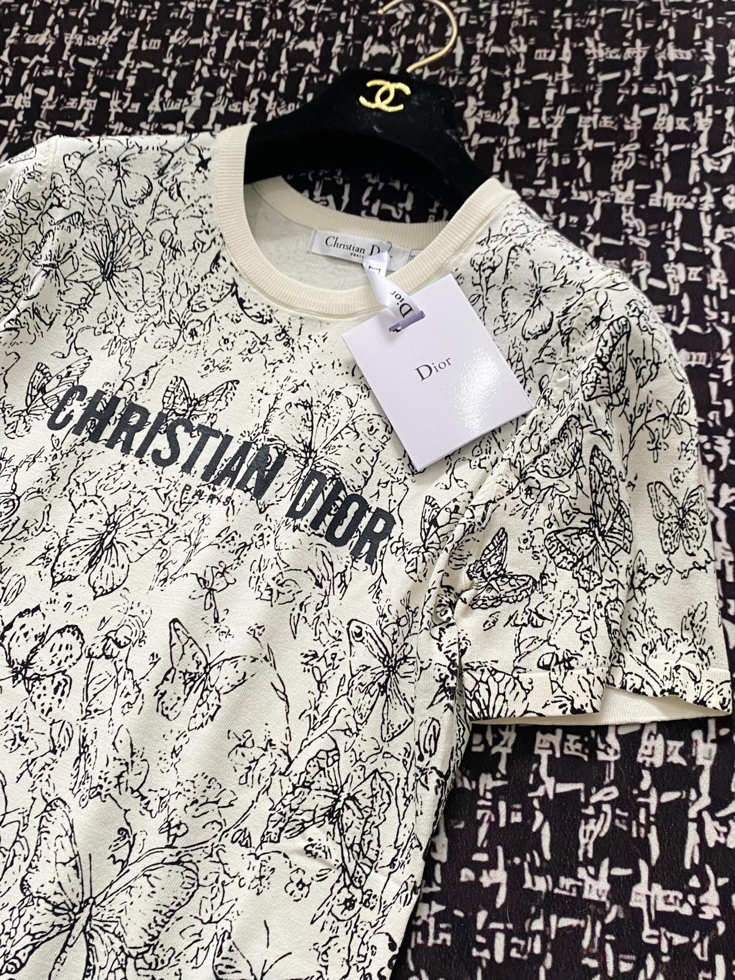 ディオールオム tシャツ偽物 ゆったり 純綿 トップス 短袖 柔らかい プリント 杏色_5