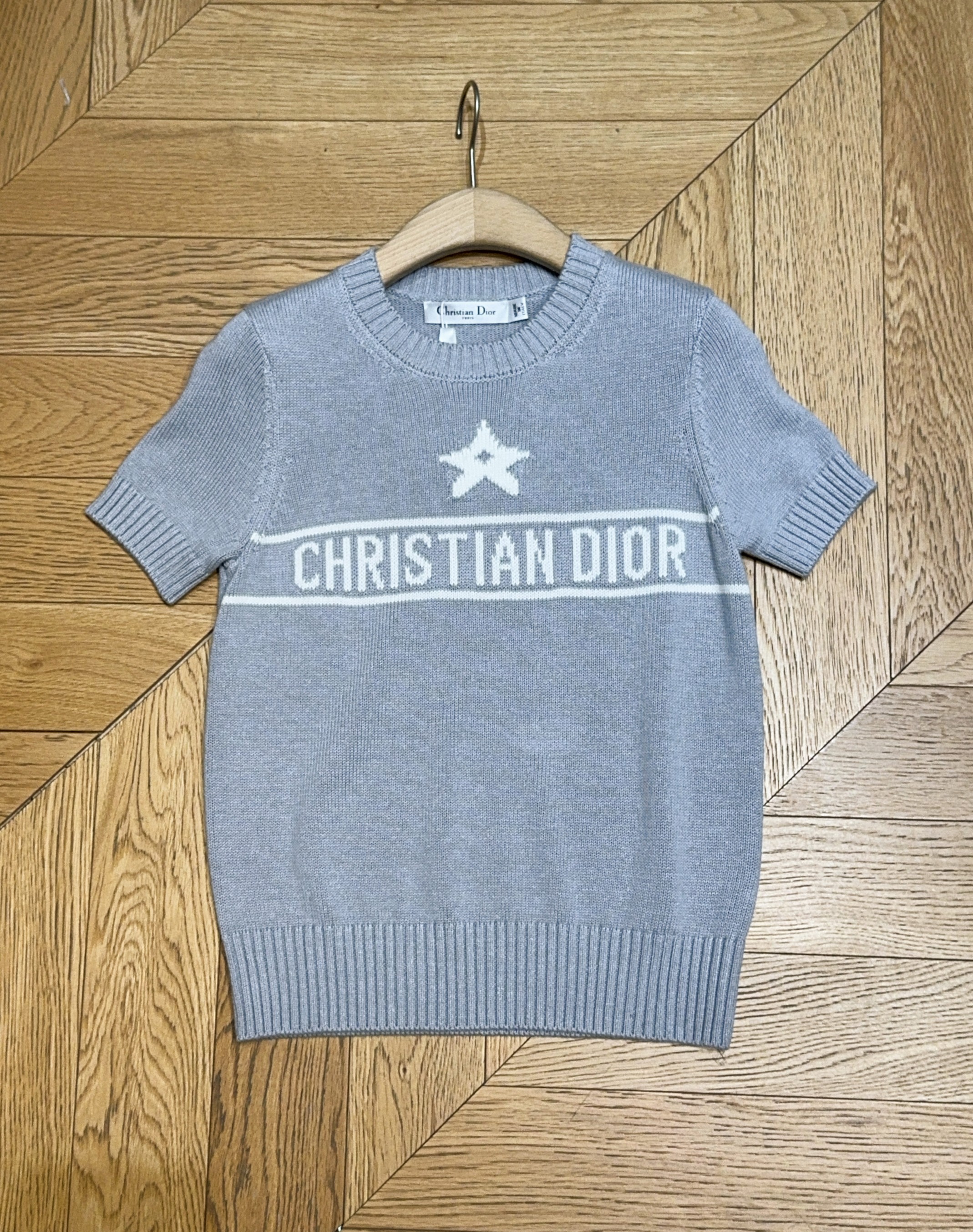dior クマ tシャツ偽物 純綿 トップス 短袖 柔らかい プリント ニット ブルー_2