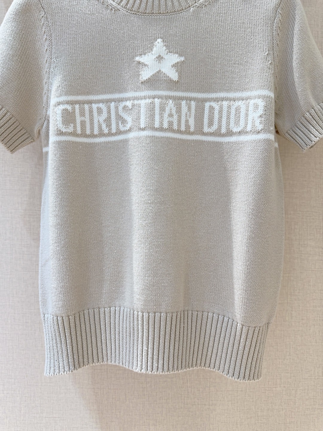 ディオール tシャツ コーデコピー 純綿 トップス 短袖 柔らかい プリント ニット 杏色_3