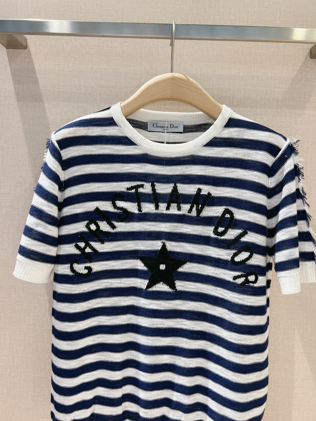 ディオール tシャツ サイズ感スーパーコピー 純綿 トップス 短袖 シンプル 横縞 ブラック_2