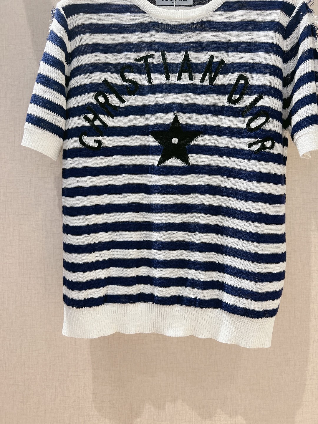 ディオール tシャツ サイズ感スーパーコピー 純綿 トップス 短袖 シンプル 横縞 ブラック_3