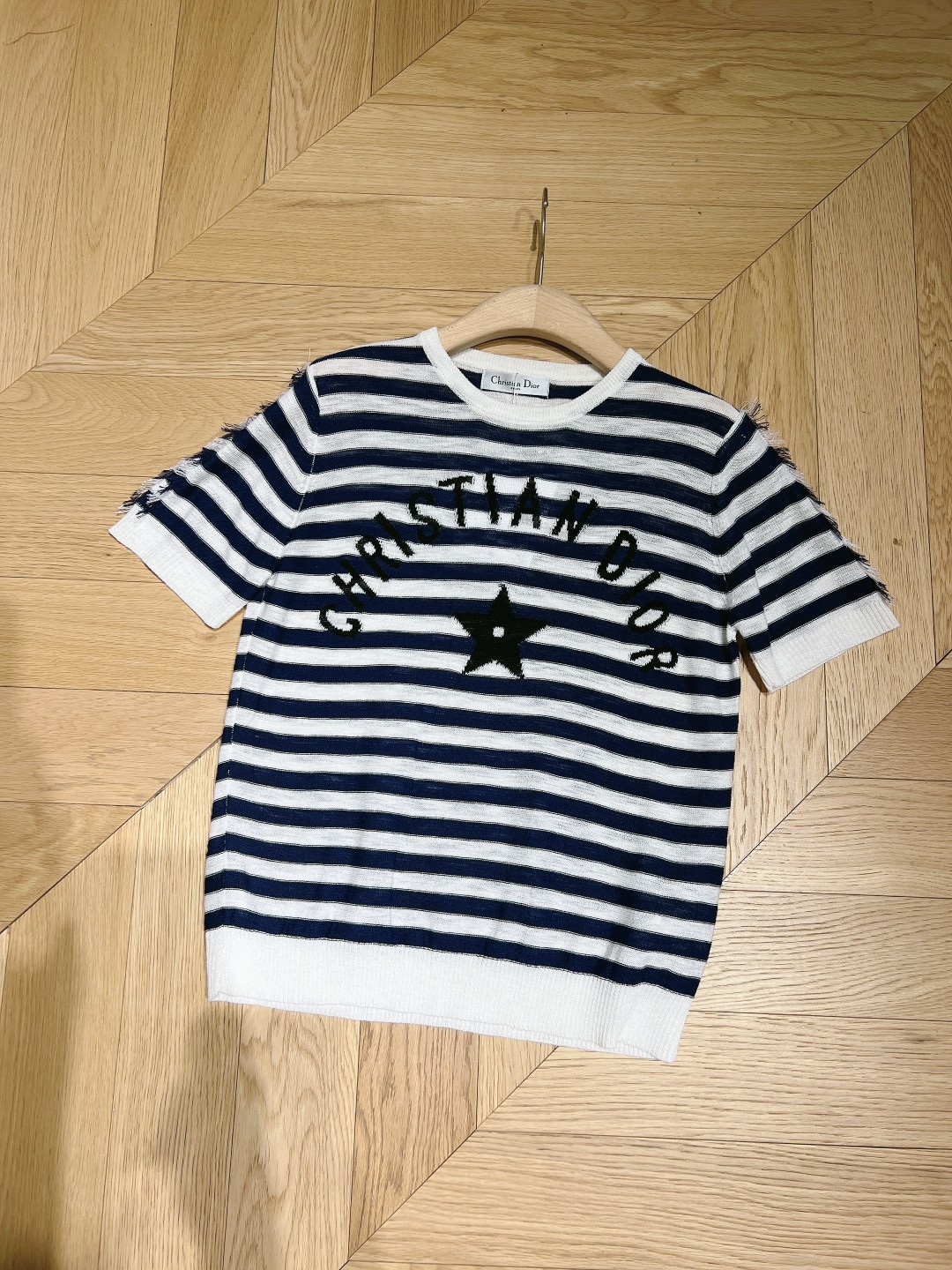 ディオール tシャツ サイズ感スーパーコピー 純綿 トップス 短袖 シンプル 横縞 ブラック_7