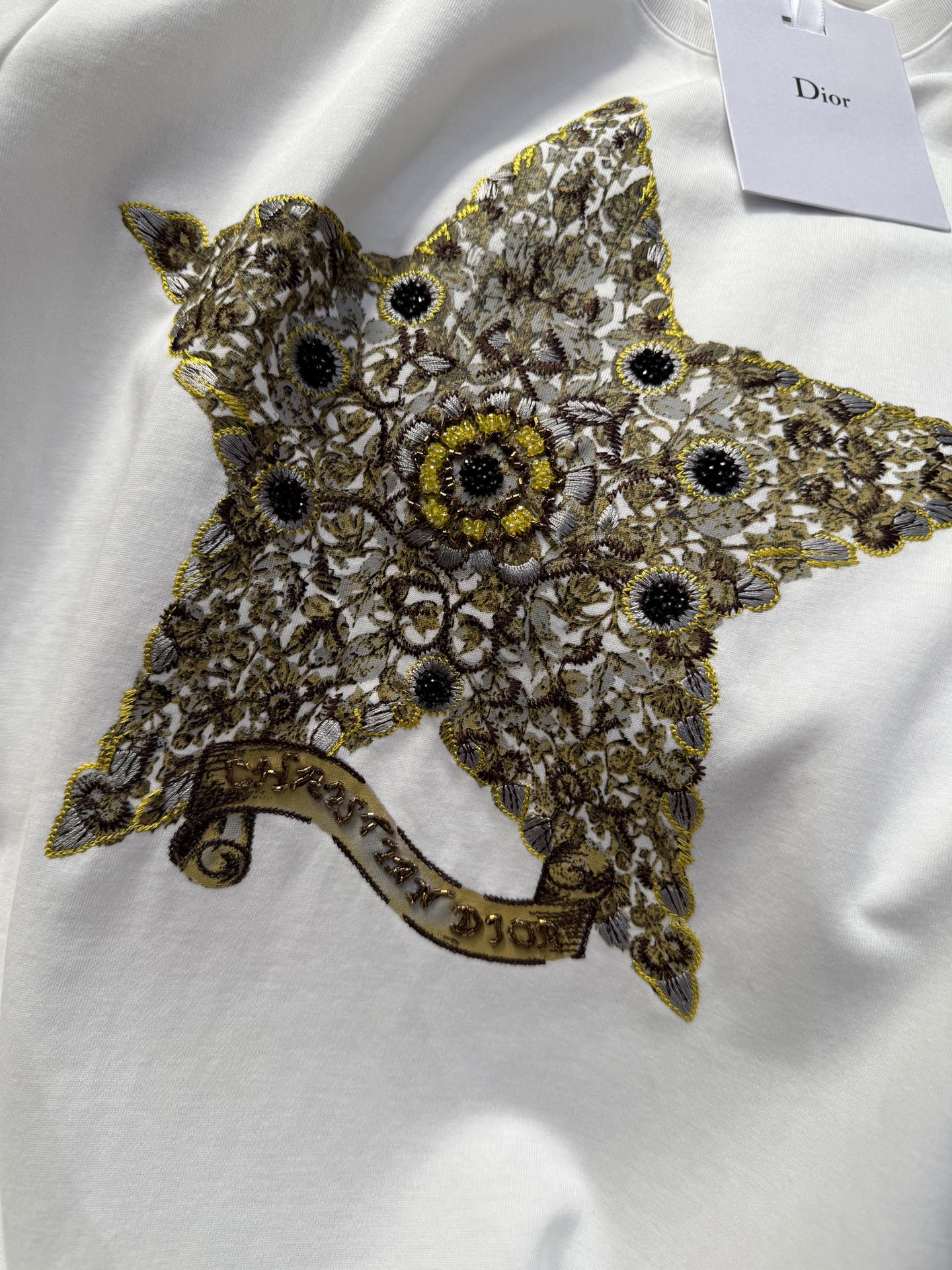 最新到着‼ディオール tシャツ 新作偽物 星 シンプル 純綿 トップス 短袖 ホワイト_4