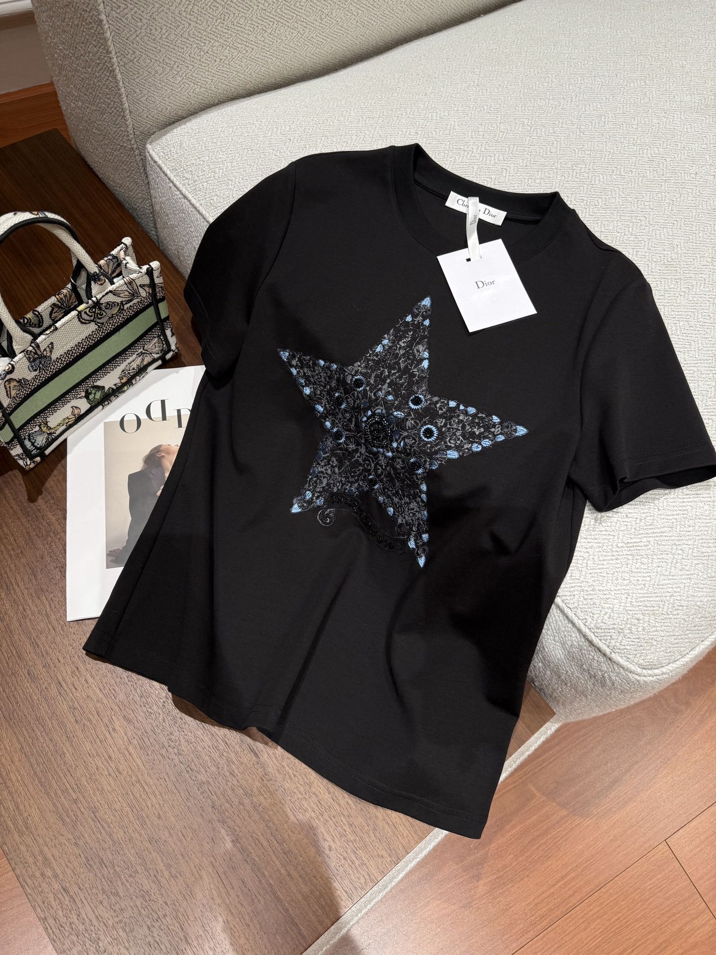 びっくりした価格 ディオールの t シャツＮ級品 星 シンプル 純綿 トップス 短袖 ブラック_2