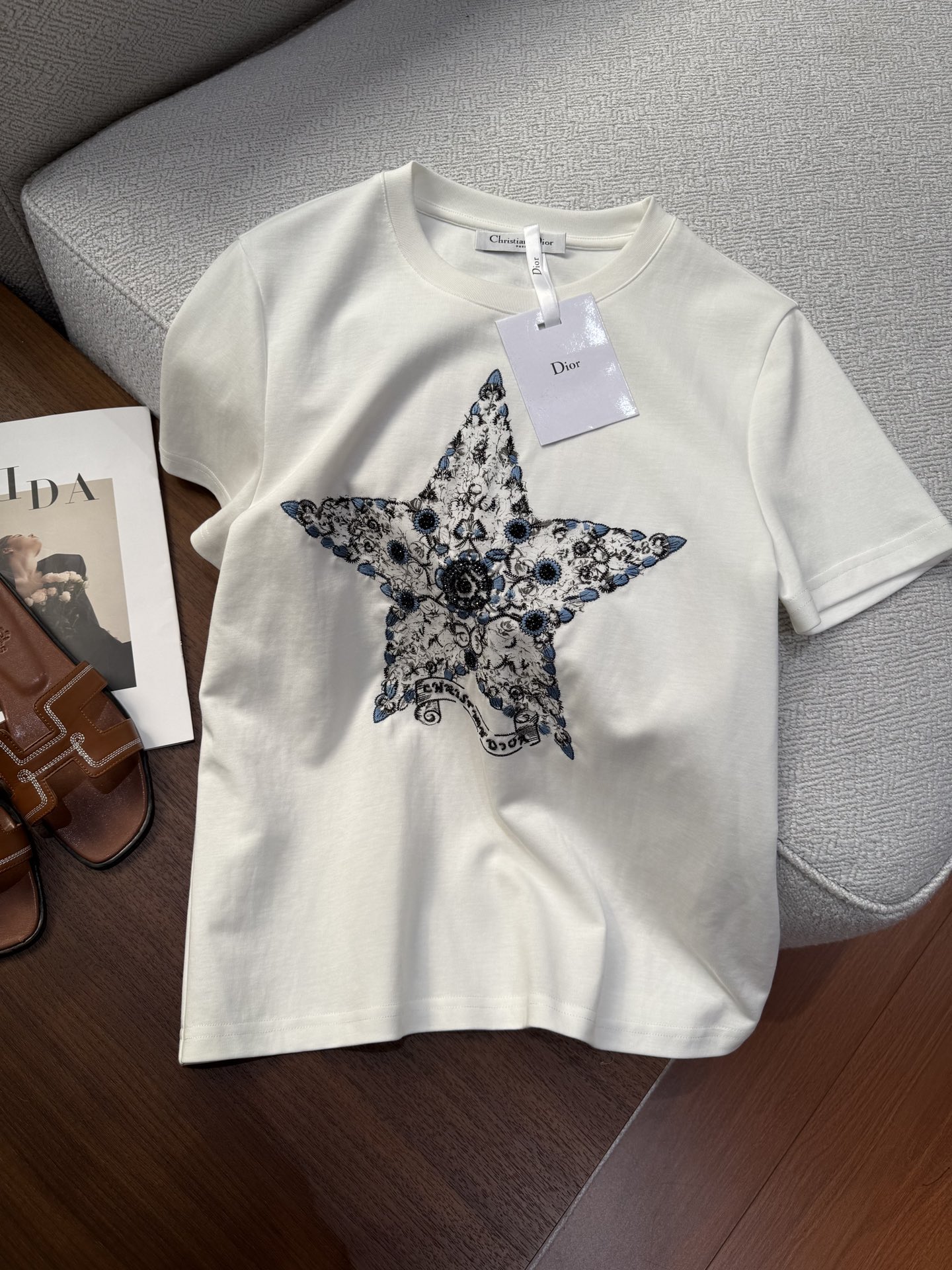 人気流行品 dior ステューシー tシャツ激安通販 星 シンプル 純綿 トップス 短袖 ホワイト_2