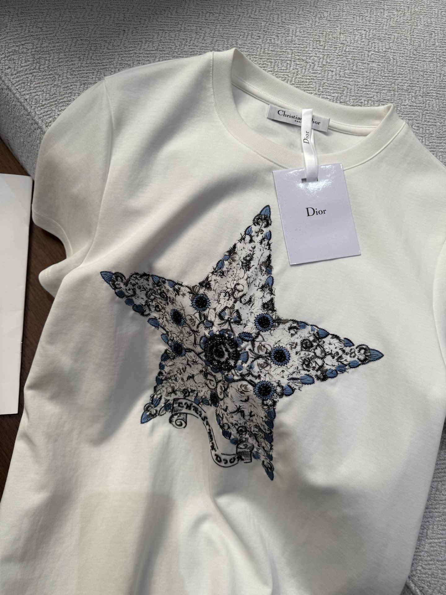 人気流行品 dior ステューシー tシャツ激安通販 星 シンプル 純綿 トップス 短袖 ホワイト_3