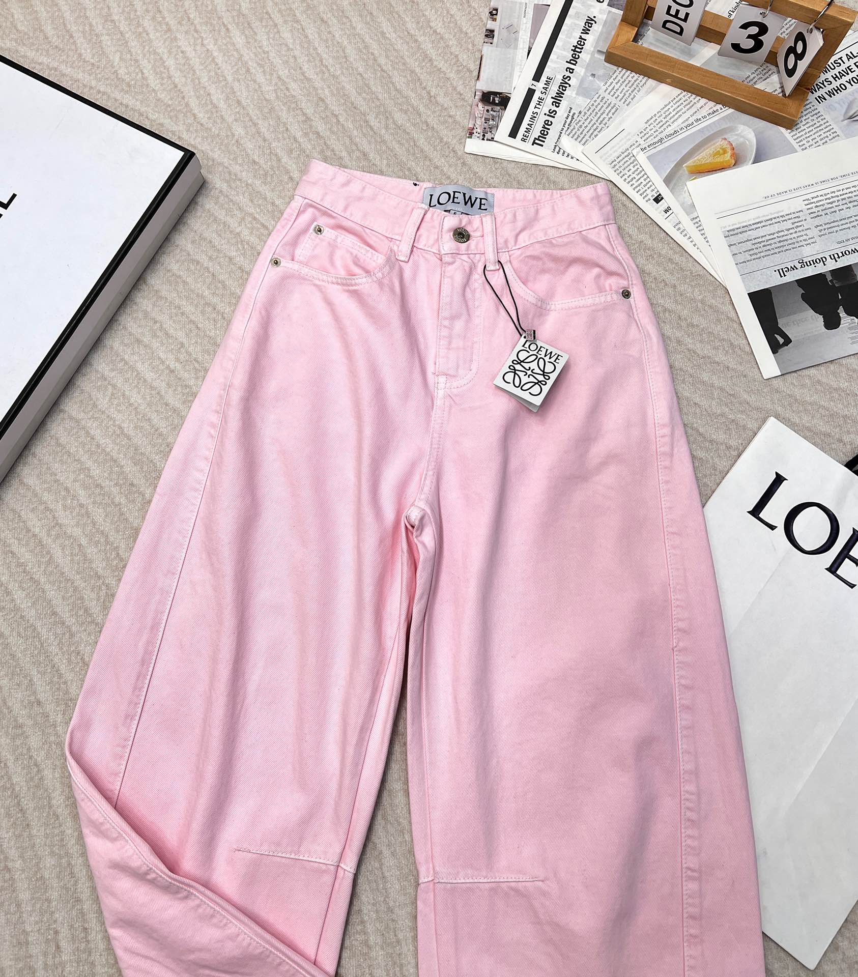 ロエベジーンズＮ級品 カジュアルパンツ ズボン デニム ゆったり L105270 ピンク_3