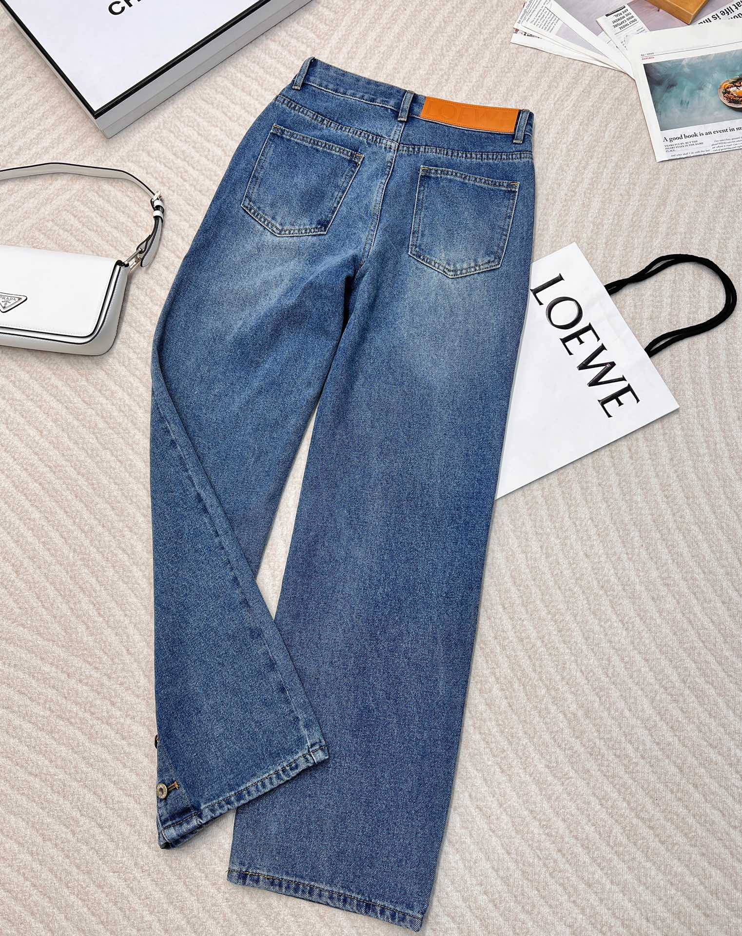 loewe アナグラム デニム偽物 ジーンズ カジュアルパンツ ズボン ゆったり L108270 ブルー_2