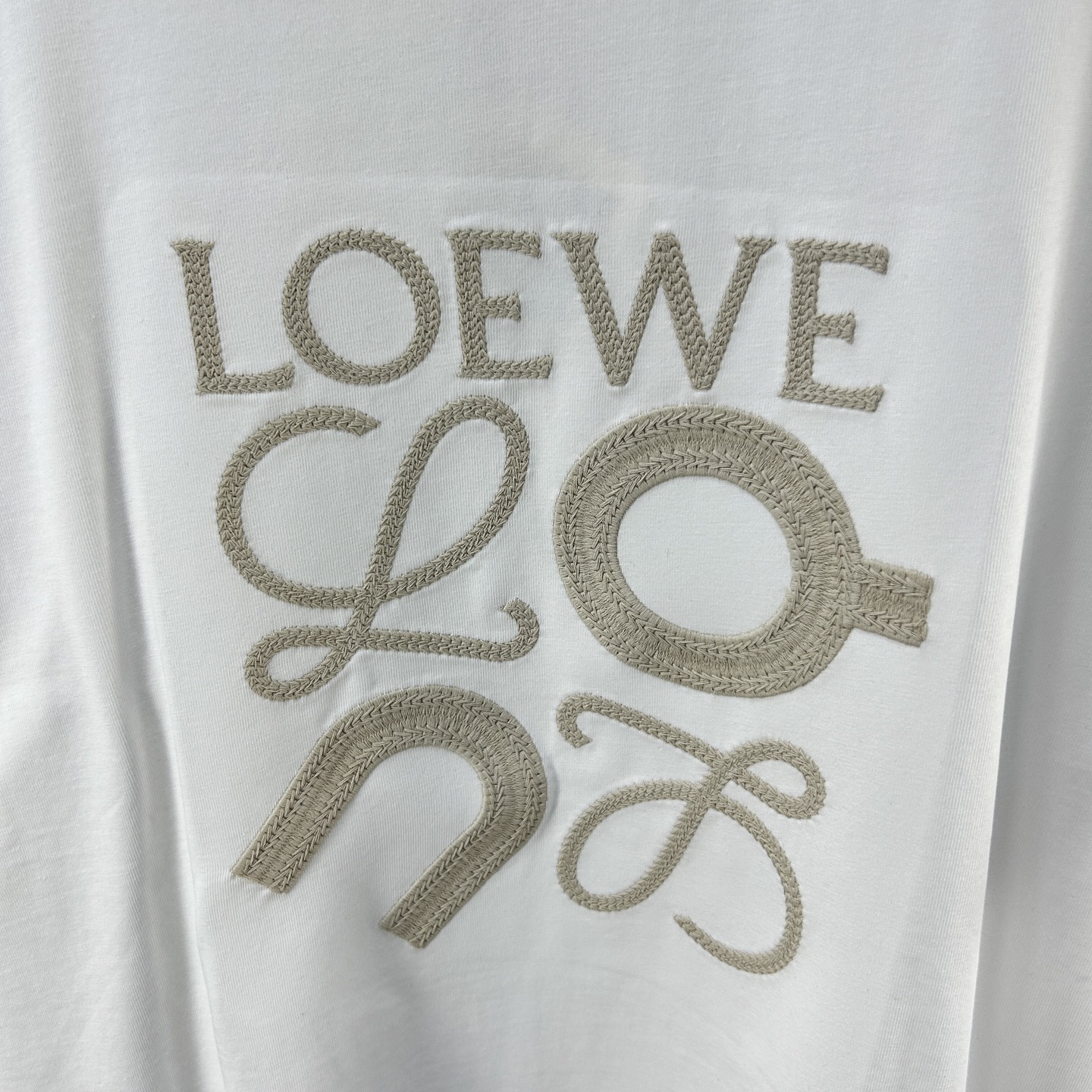 夏服 ロエベ tシャツ 新作偽物 柔らかい 純綿 トップス 半袖 ロゴプリント シンプル ホワイト_3