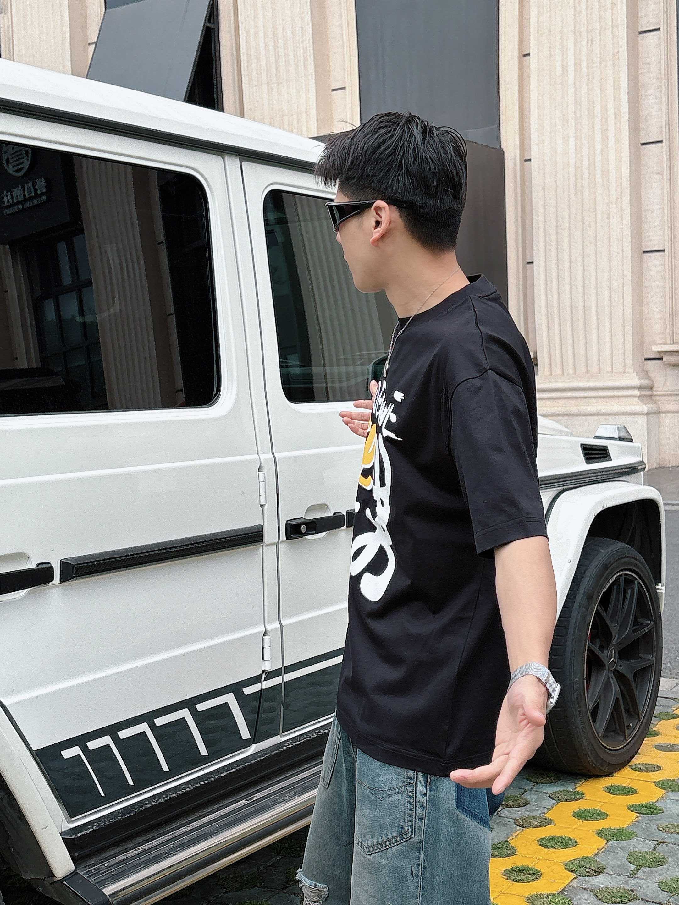 ロエベtシャツコーデＮ級品 通気性いい 柔らかい 純綿 トップス 短袖 ロゴプリント ブラック_3
