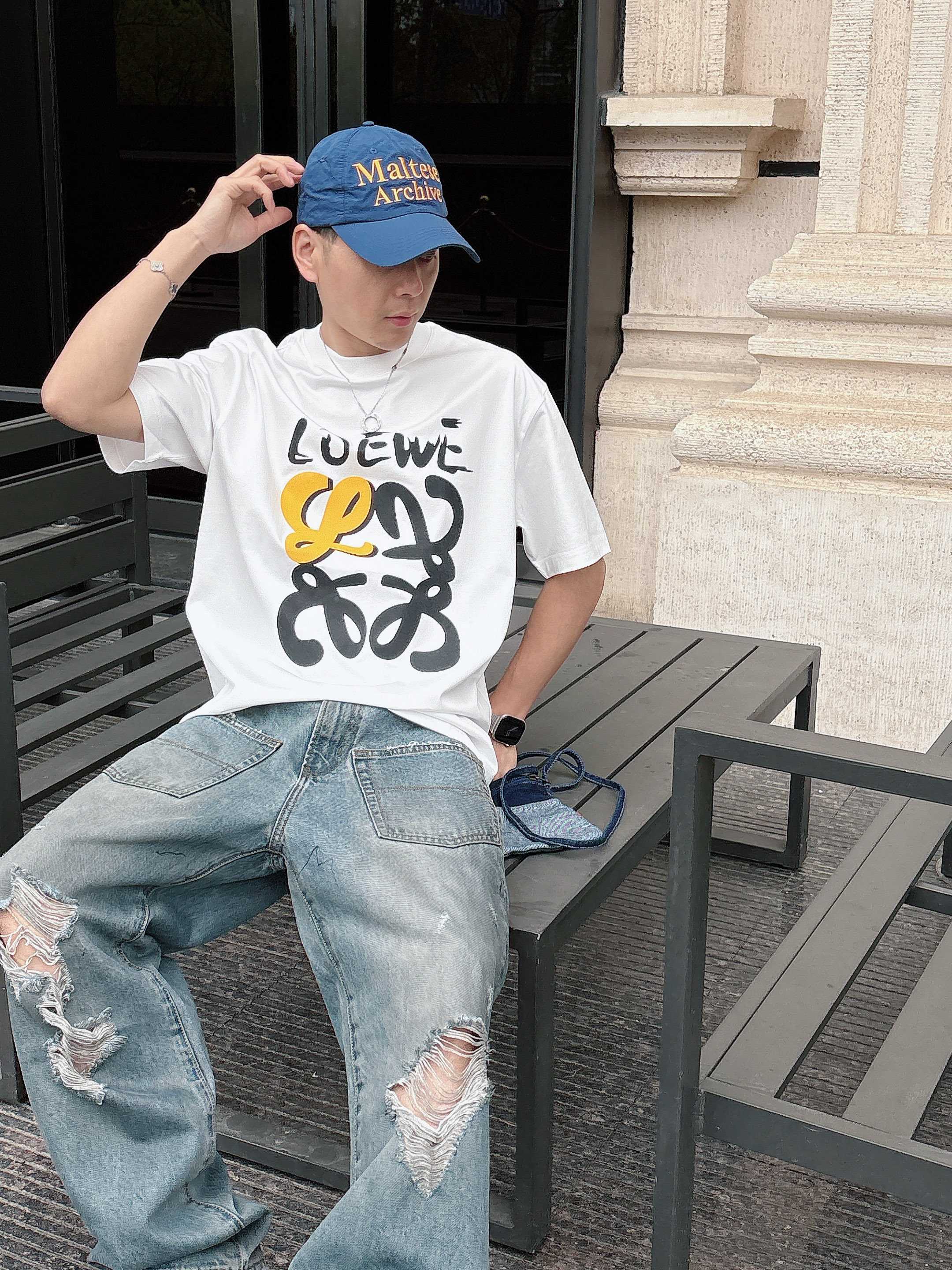 ロエベ tシャツ カルシファー激安通販 通気性いい 柔らかい 純綿 トップス 短袖 ロゴプリント ホワイト_7