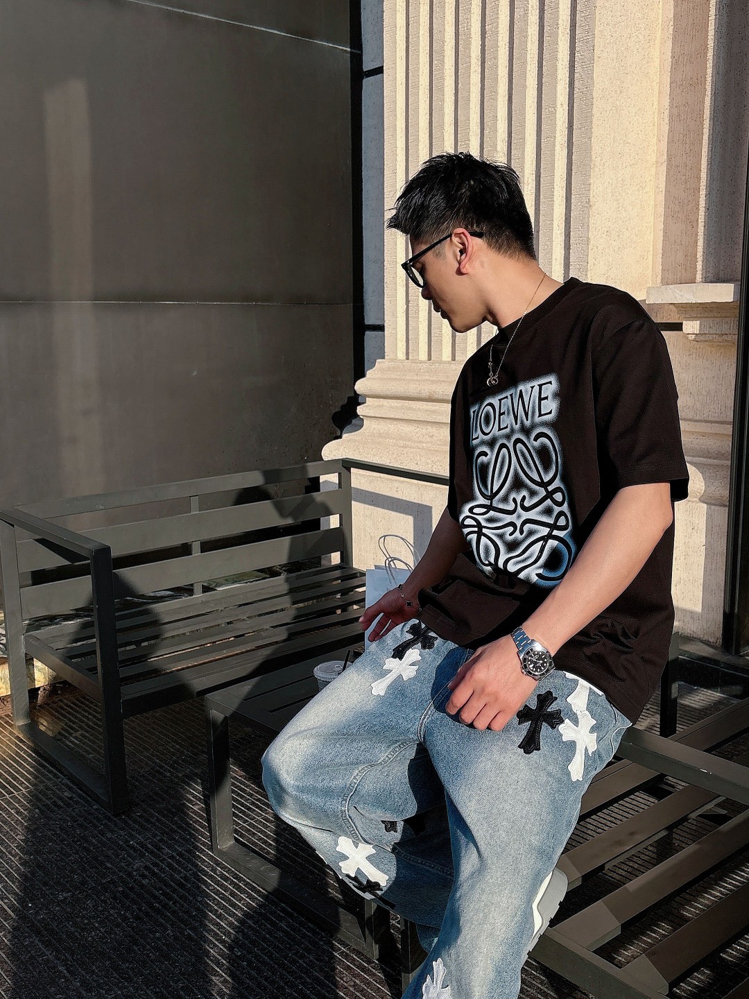 最新到着‼ロエベ tシャツサイズ感偽物 シンプル  純綿 トップス 短袖 ロゴプリント ブラック_6