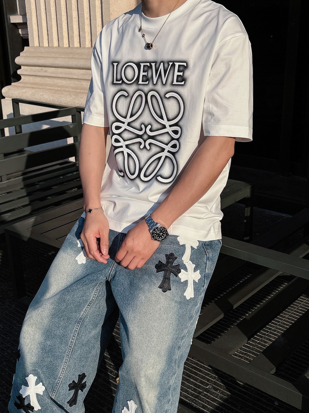 人気流行品 ロエベ tシャツ ロゴコピー シンプル  純綿 トップス 短袖 ロゴプリント ホワイト_5