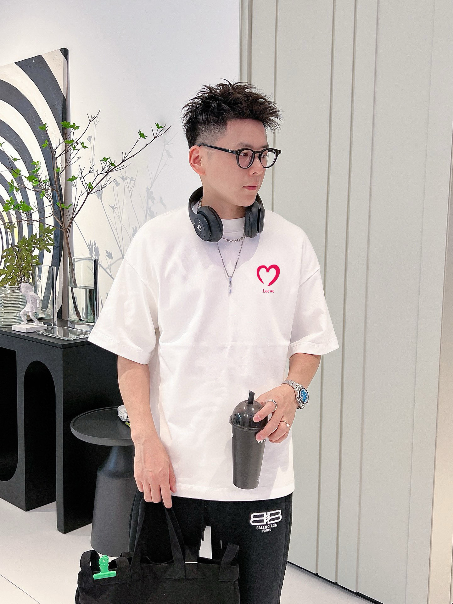 数量限定 ロエベ tシャツ キッズコピー ファッション  純綿 トップス 短袖 ホワイト_1