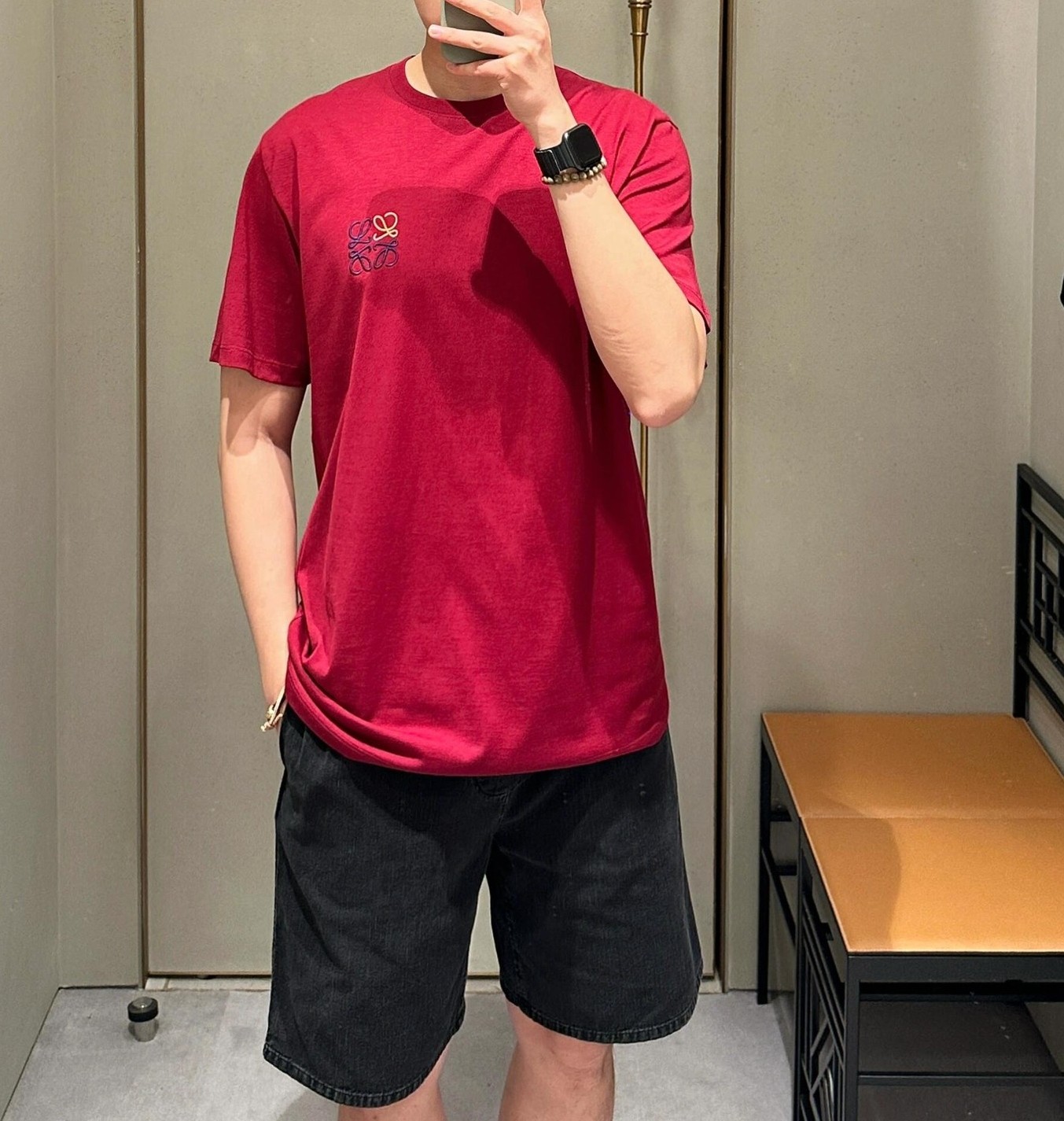 ロエベ ネズミ tシャツコピー 新作 ファッション  純綿 トップス 短袖 柔らかい レッド_1
