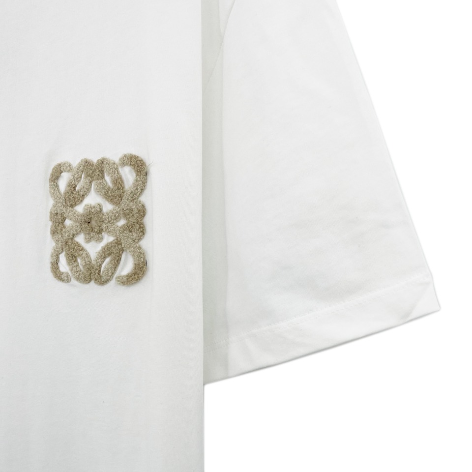 ロエベtシャツ ハウル偽物 ロゴ刺繍 ファッション  純綿 トップス 短袖 柔らかい ホワイト_3