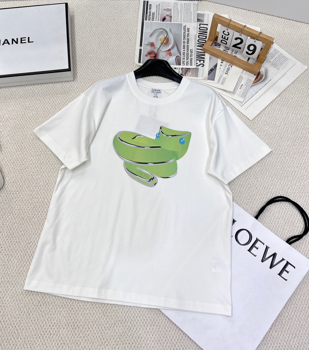 ロエベtシャツバイマＮ級品 プリント ファッション  純綿 トップス 短袖 L611210 ホワイト_1