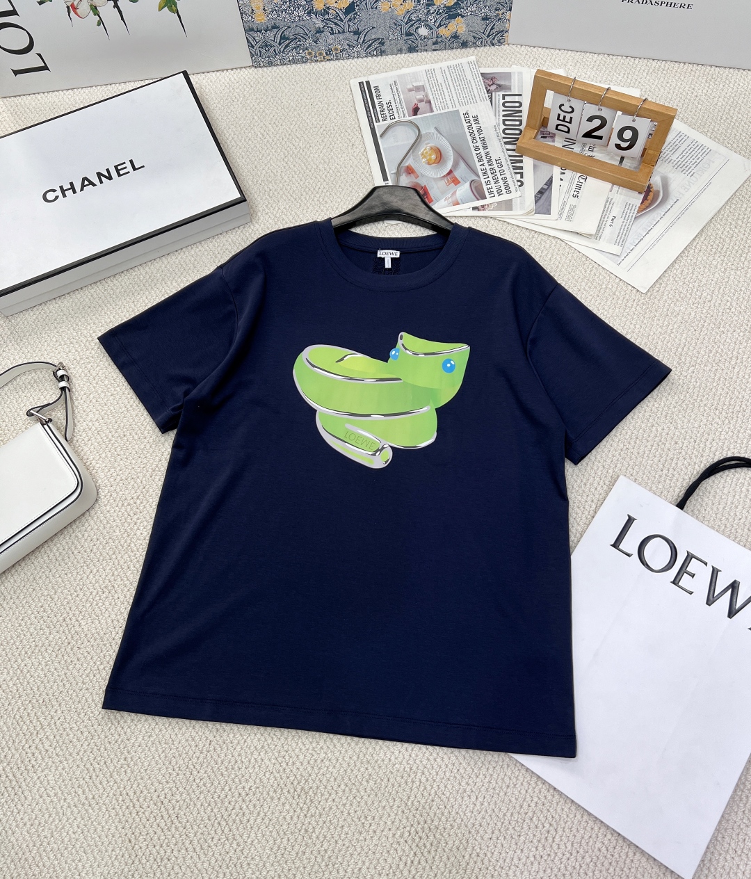 ロエベ tシャツ 黒激安通販 プリント ファッション  純綿 トップス 短袖 L611210 ブルー_1
