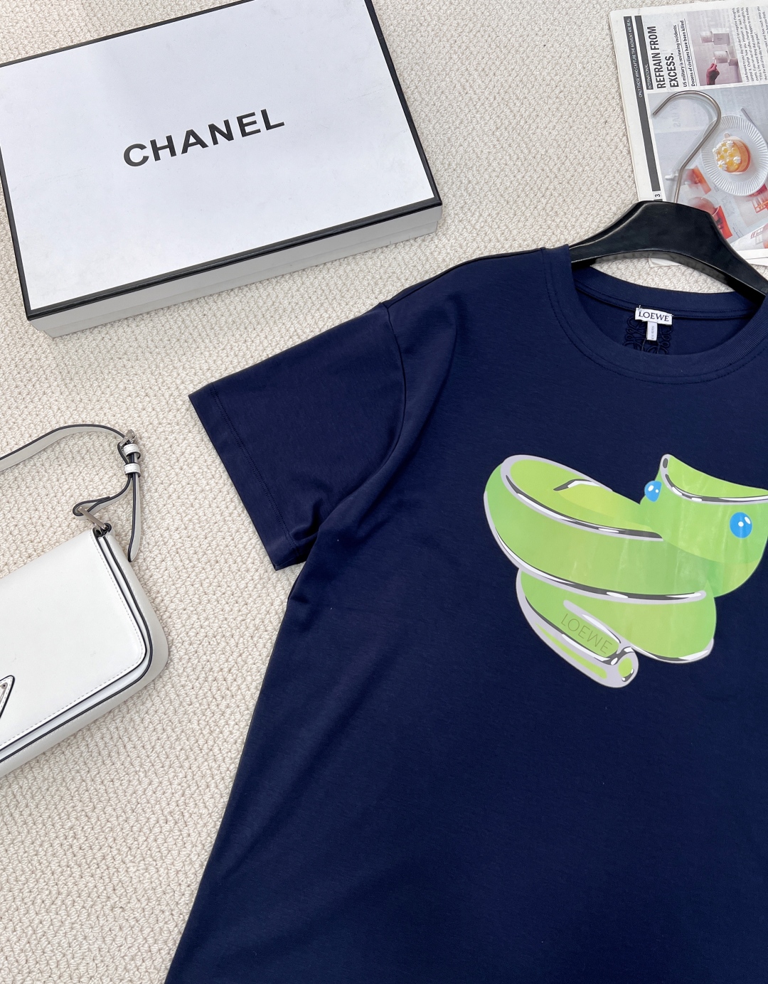 ロエベ tシャツ 黒激安通販 プリント ファッション  純綿 トップス 短袖 L611210 ブルー_3