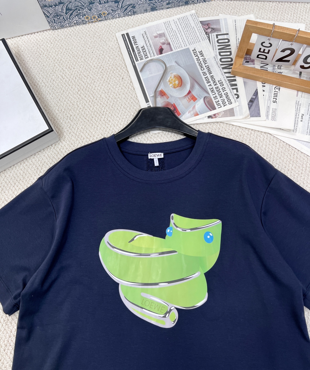 ロエベ tシャツ 黒激安通販 プリント ファッション  純綿 トップス 短袖 L611210 ブルー_4