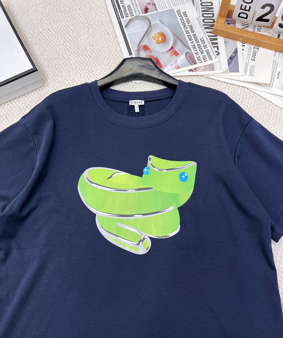 ロエベ tシャツ 黒激安通販 プリント ファッション  純綿 トップス 短袖 L611210 ブルー_5