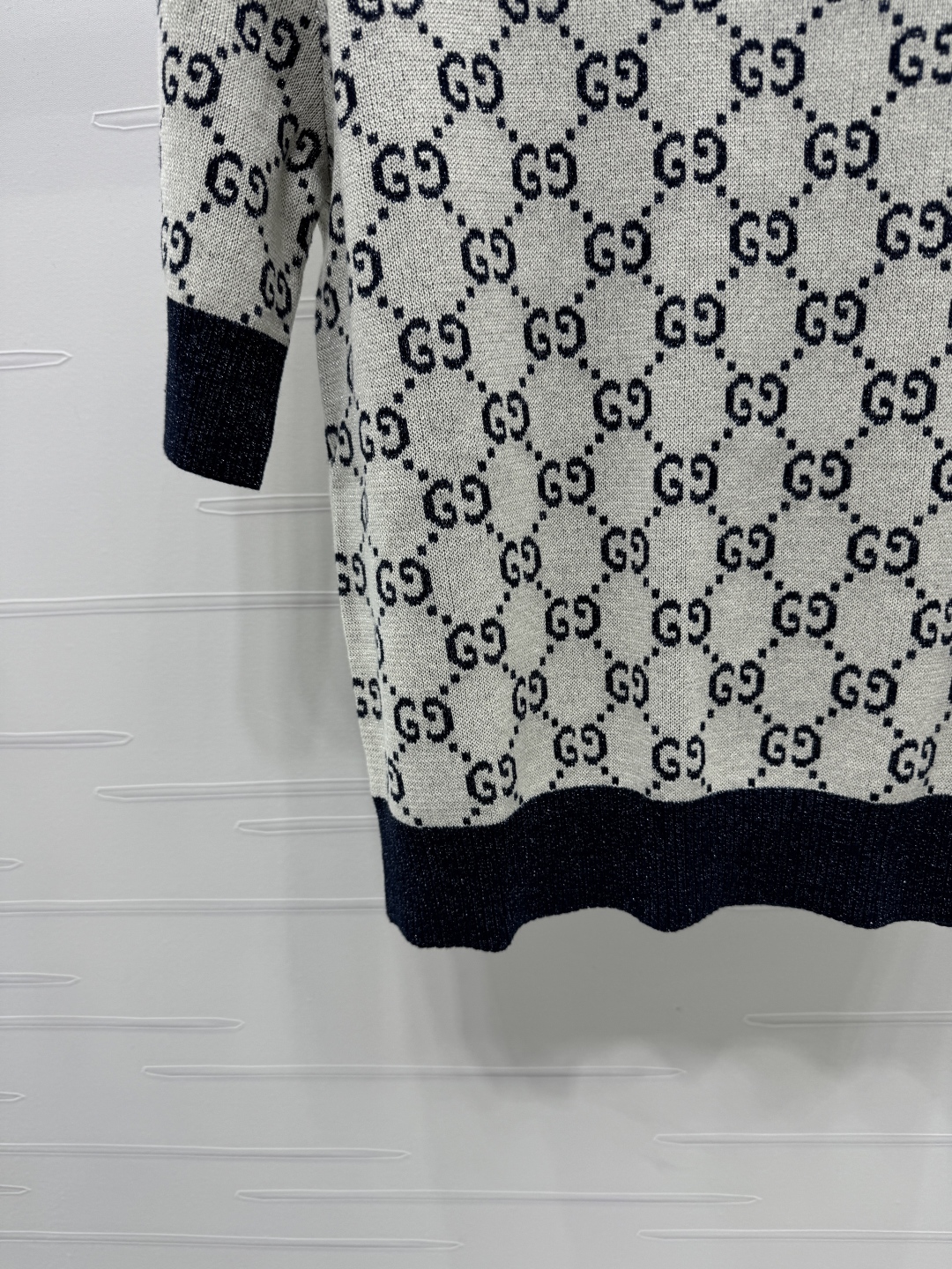 gucci t シャツ メンズコピー ニット トップス 短袖 柔らかい 綿 格子模様 ブラック_7