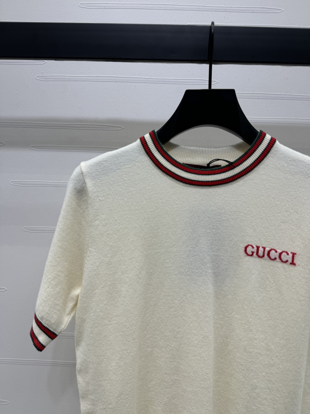 gucci 半袖スーパーコピー ニット トップス 短袖 柔らかい 綿 シンプル ホワイト_4