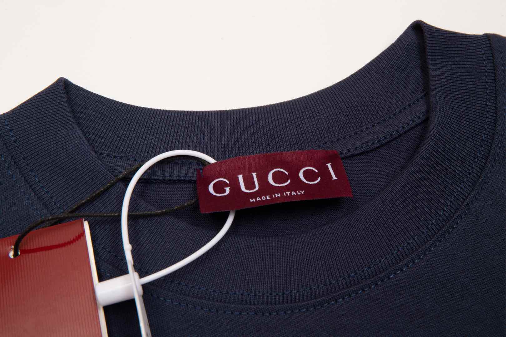 gucci t シャツ テニスコピー プリント トップス tシャツ 男女兼用 100％綿 柔らかい ブラック_6