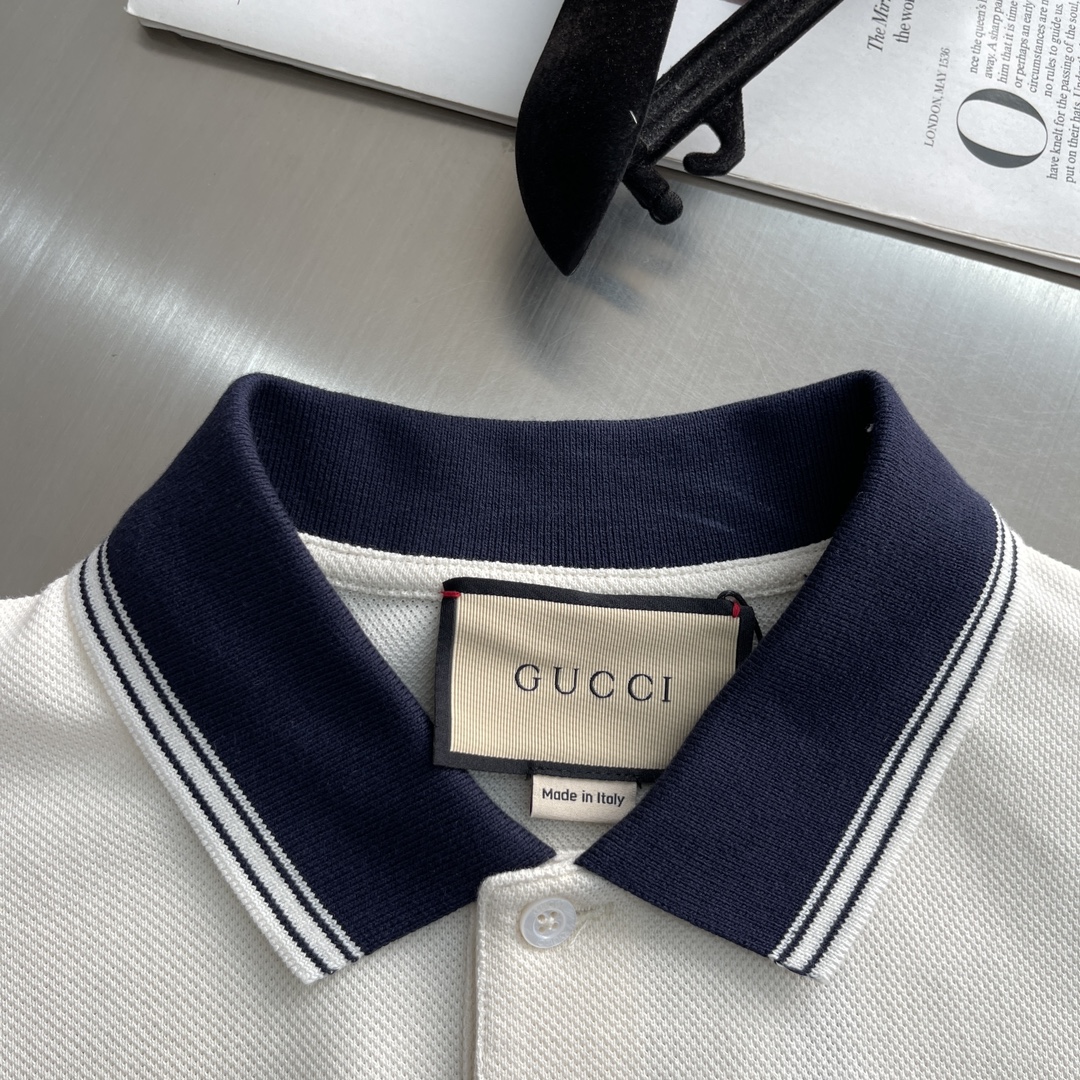 gucci 半袖コピー ポロシャツ トップス ロゴ刺繍 カジュアル 男女兼用 ホワイト_5