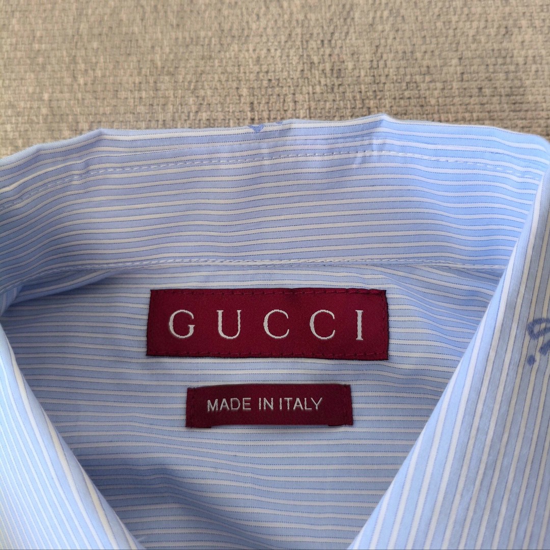 gucci の シャツスーパーコピー トップス 通勤 ビジネス 綿 シンプル ブルー_5