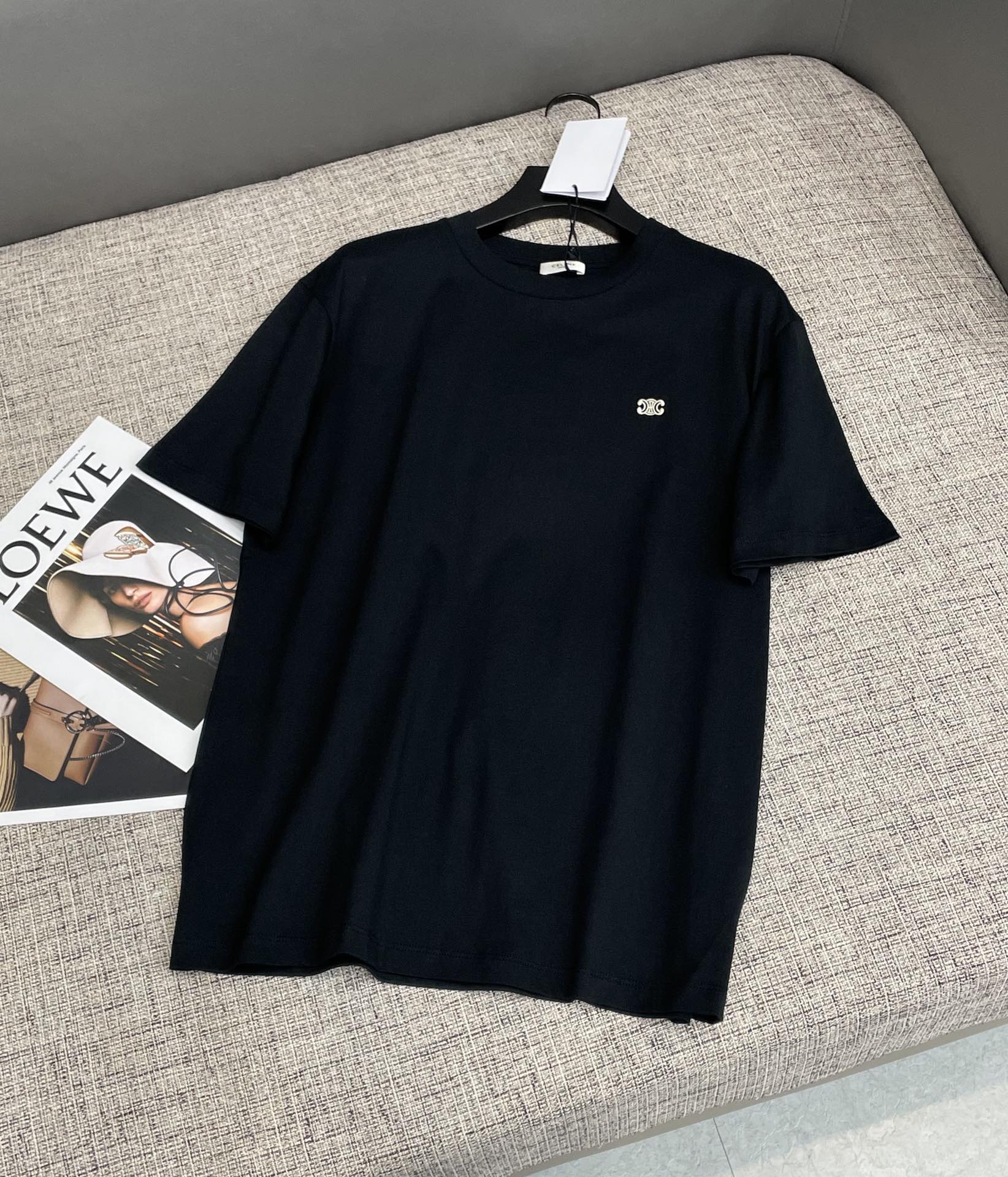 セリーヌtシャツメルカリ偽物 トップス 純綿 シンプル 半袖 ゆったり 2色可選_2