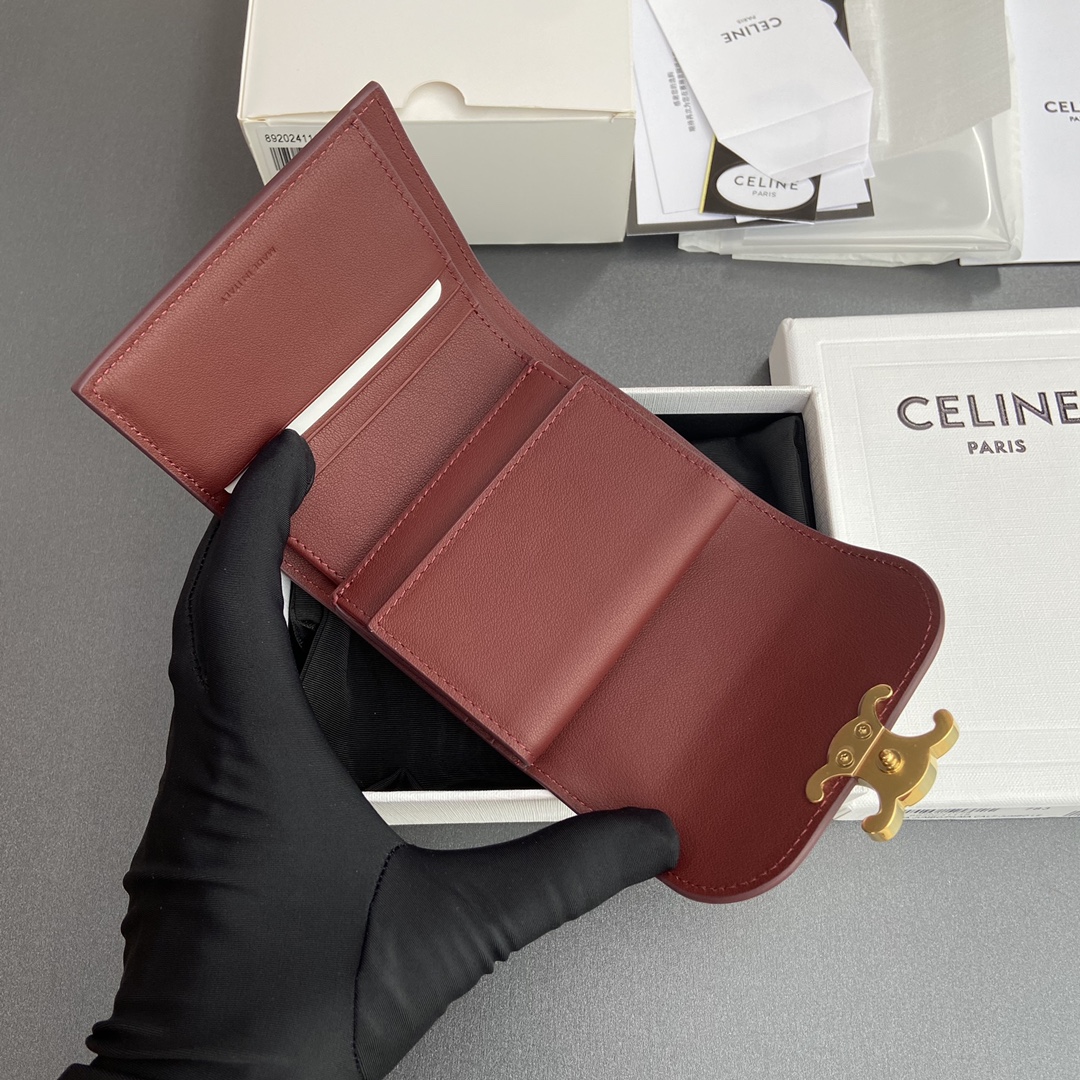 セリーヌ 財布 レディースコピー 牛革 三つ折り レザー 人気 ショット レッド_7