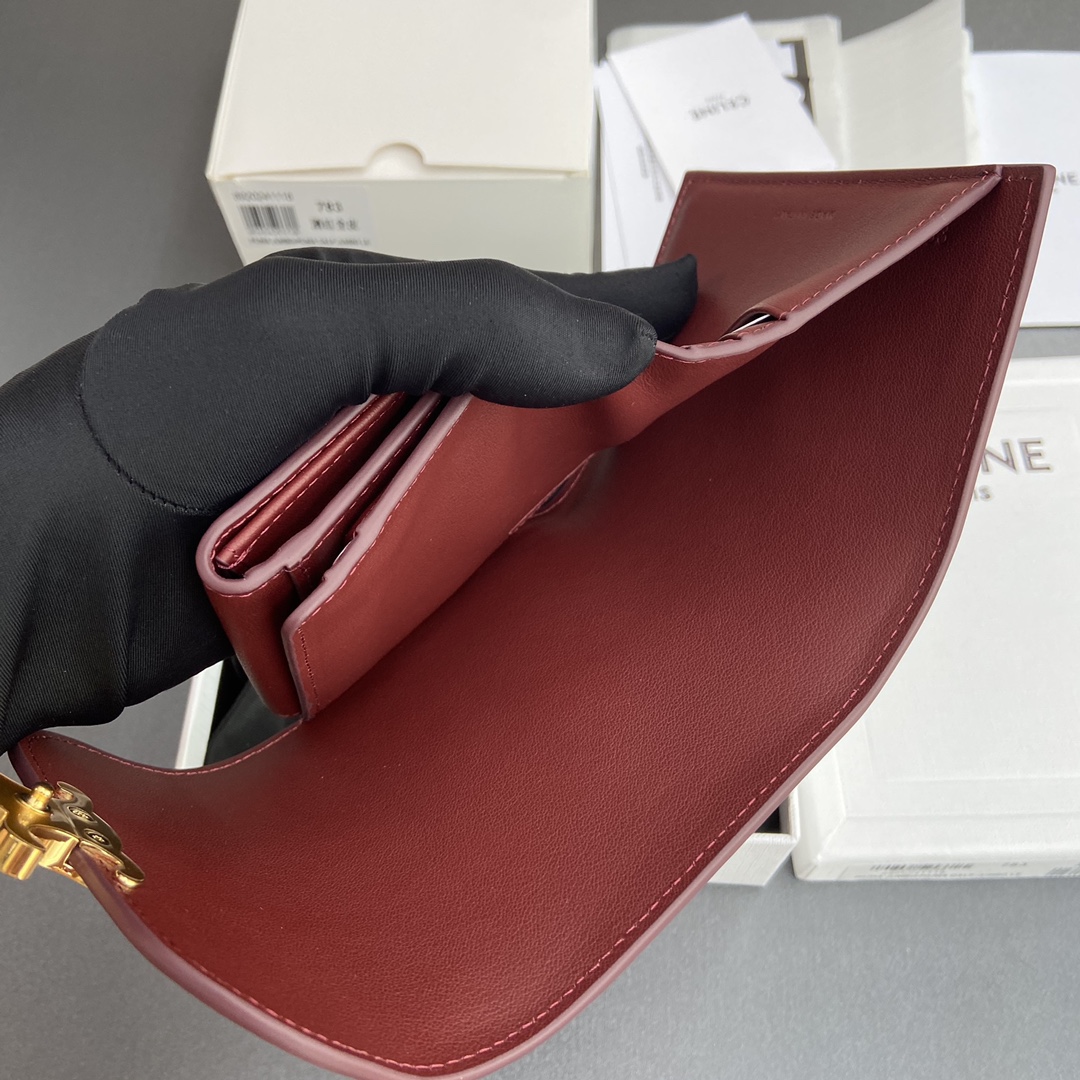 セリーヌ 財布 レディースコピー 牛革 三つ折り レザー 人気 ショット レッド_9
