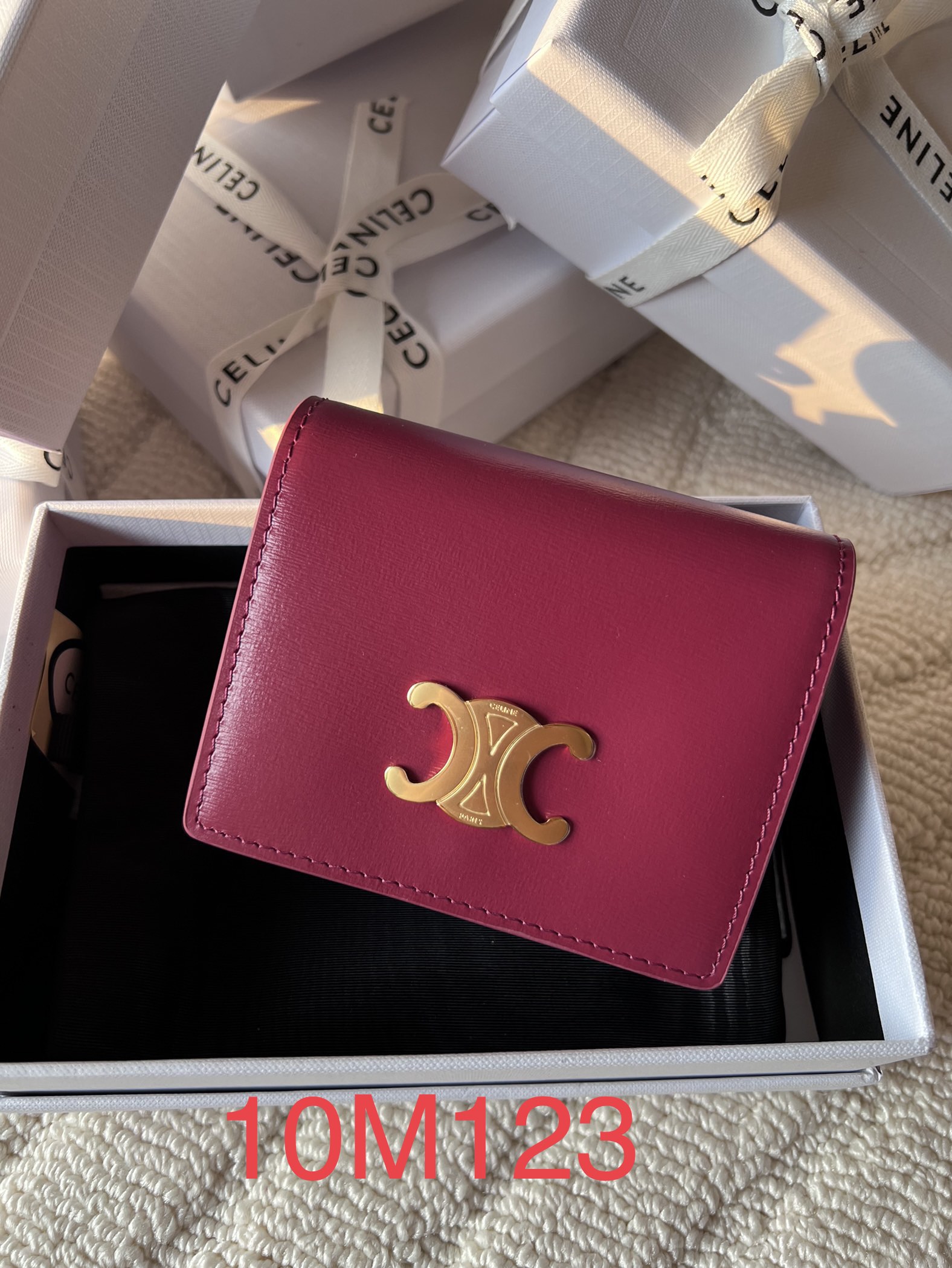celine 財布 レディース偽物 シンプル 本革 優雅 レザー 小遣い 10M123 ローズレッド_1
