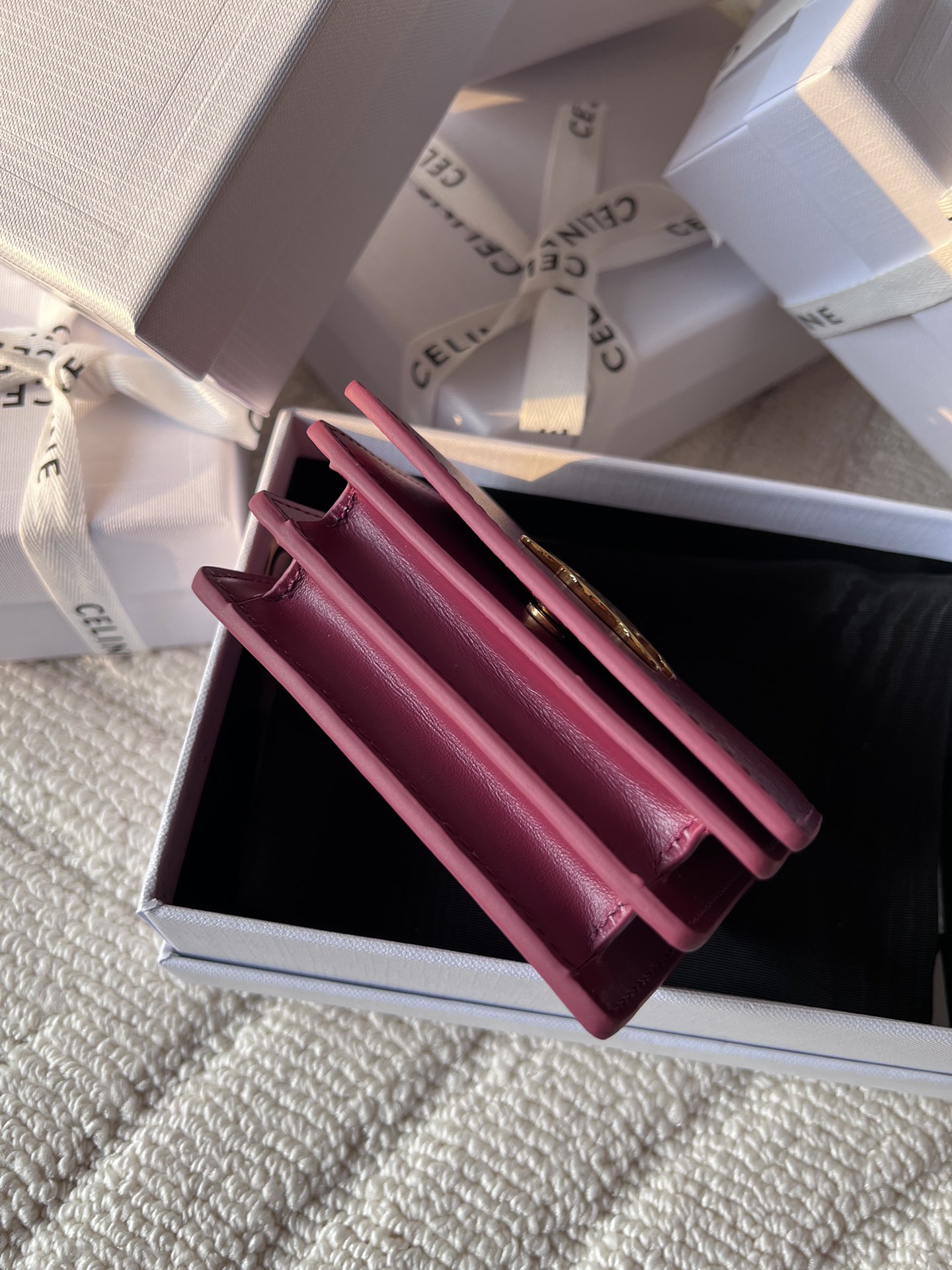 celine 財布 レディース偽物 シンプル 本革 優雅 レザー 小遣い 10M123 ローズレッド_4