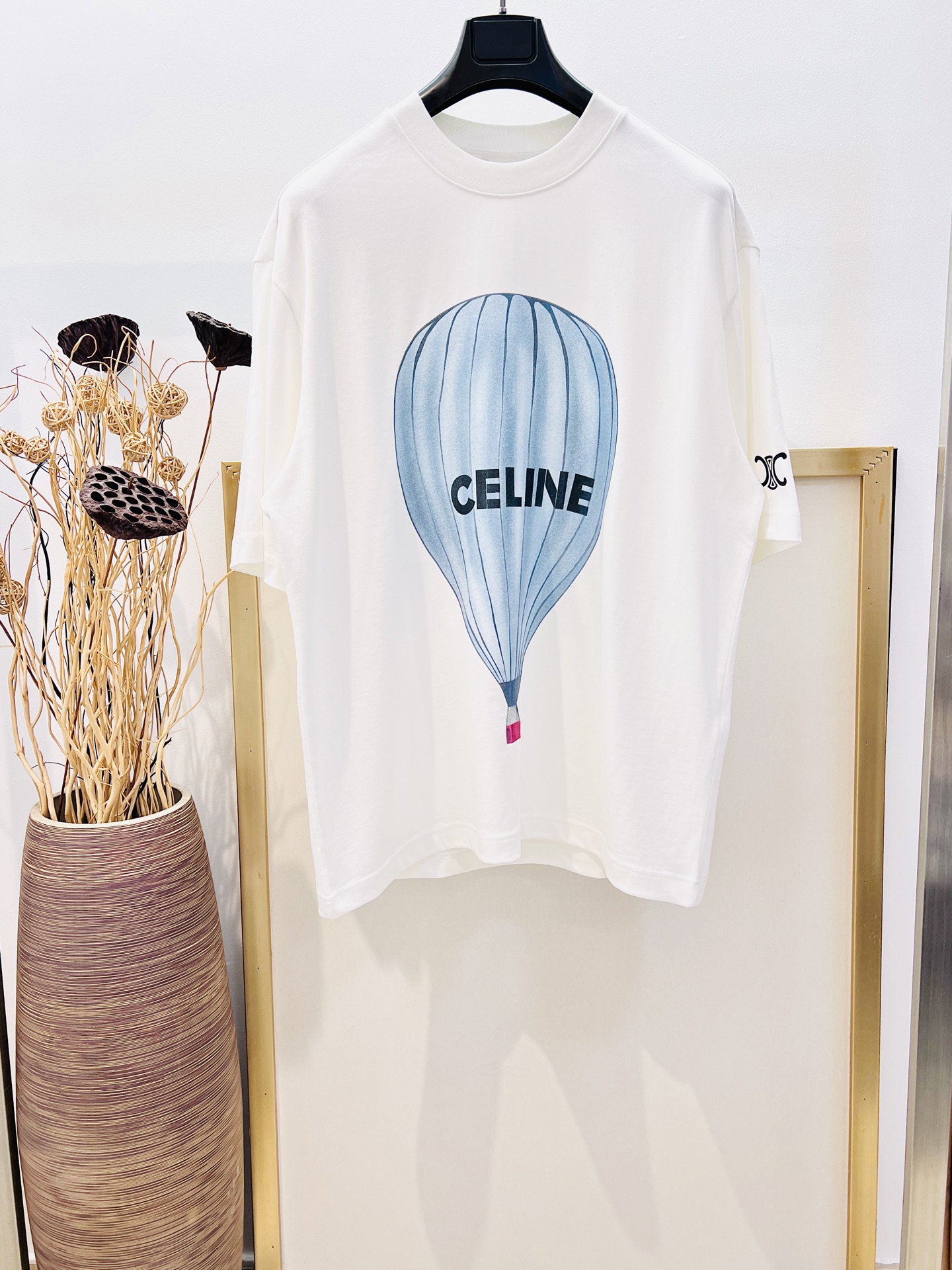 セリーヌtシャツレディースコピー トップス 半袖 男女兼用 プリント シンプル 純綿 ホワイト_1