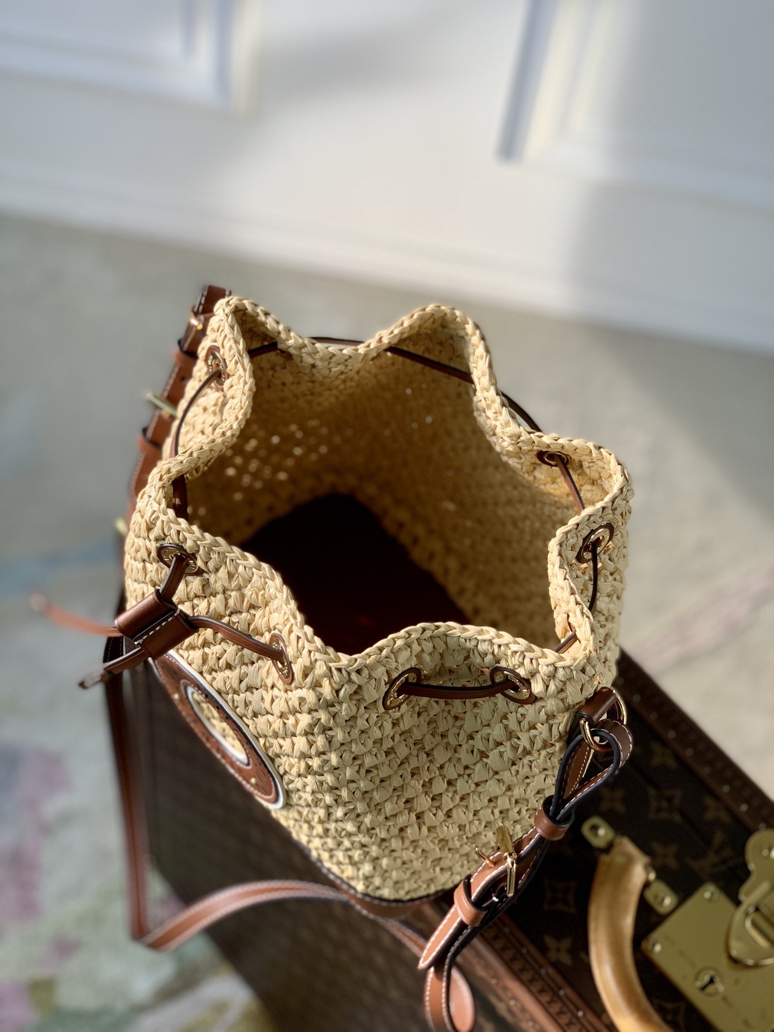 LV ショルダーバッグ ルイヴィトンバッグコピー ラフィア編み 斜め掛けバッグ  M24722 ブラウン_3