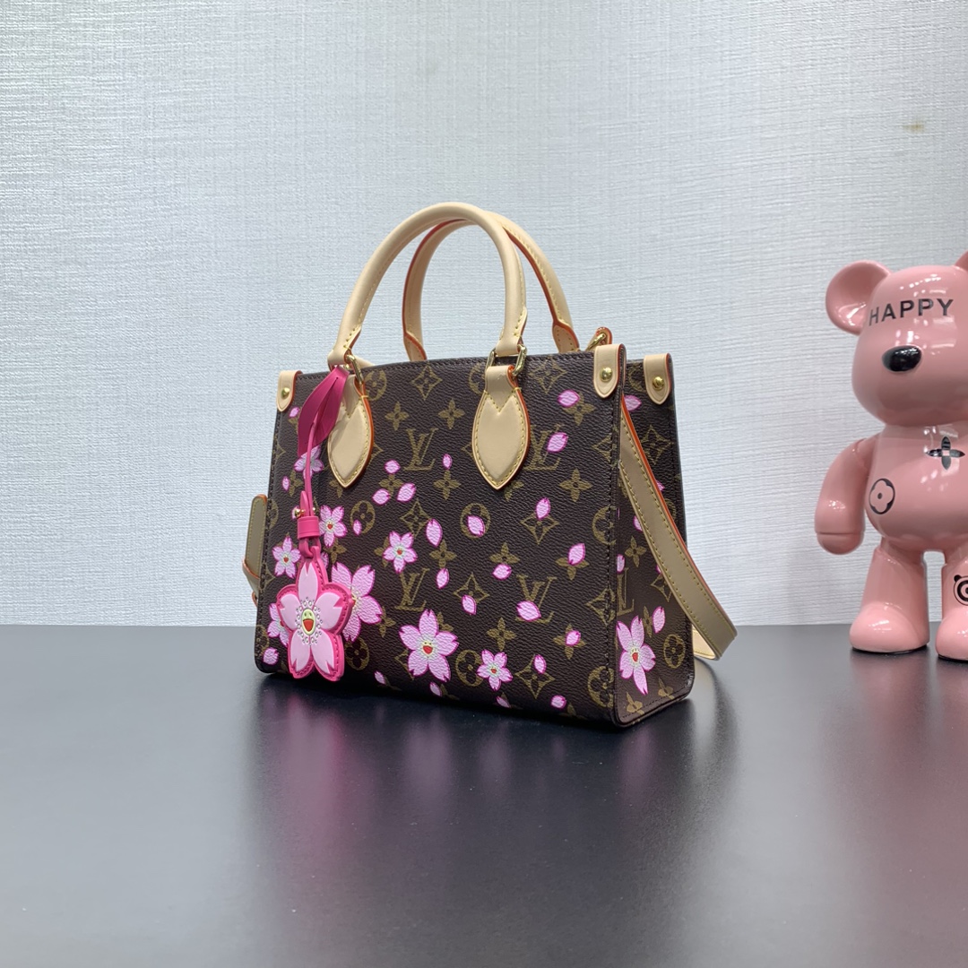 最新の2025年ルイヴィトン 黒カバンコピー ハンドバッグ 桜 レザー 本革 M13269 ブラウン_3