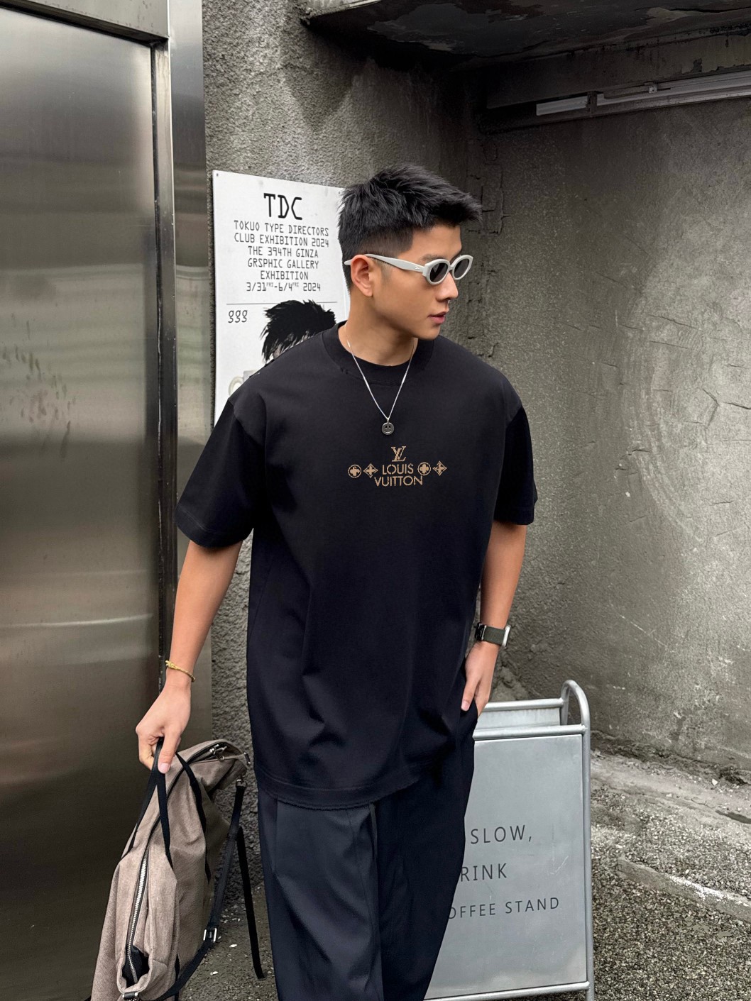 メンズルイヴィトンtシャツコピー 純綿 トップス 半袖 プリント ゆったり ハンサム ブラック_6