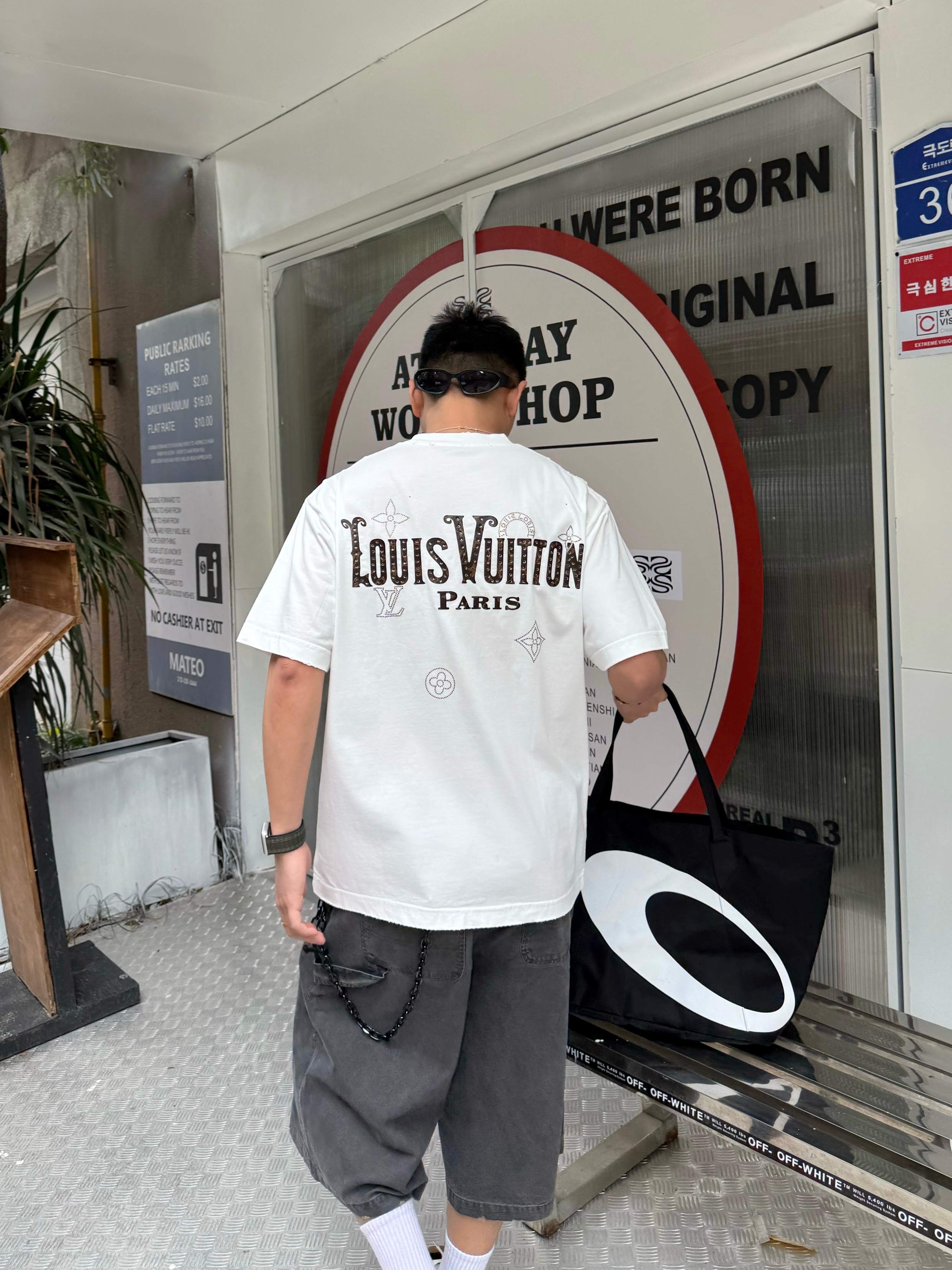 ルイヴィトンtシャツレディース偽物 シンプル 純綿 トップス 半袖 男女兼用 ホワイト_4