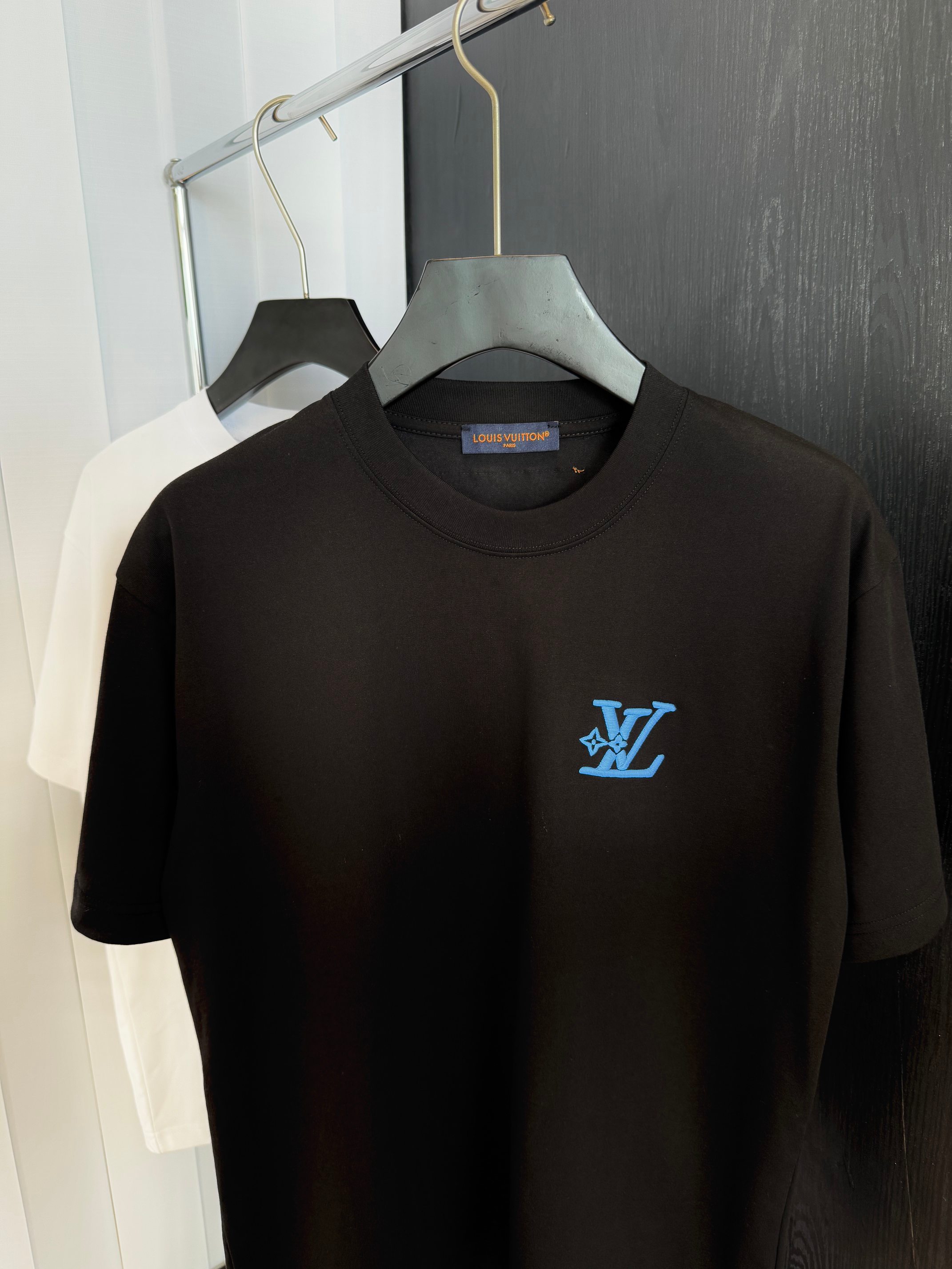 定番人気 ルイヴィトンtシャツ楽天コピー シンプル 純綿 トップス 半袖 男女兼用 ブラック_2