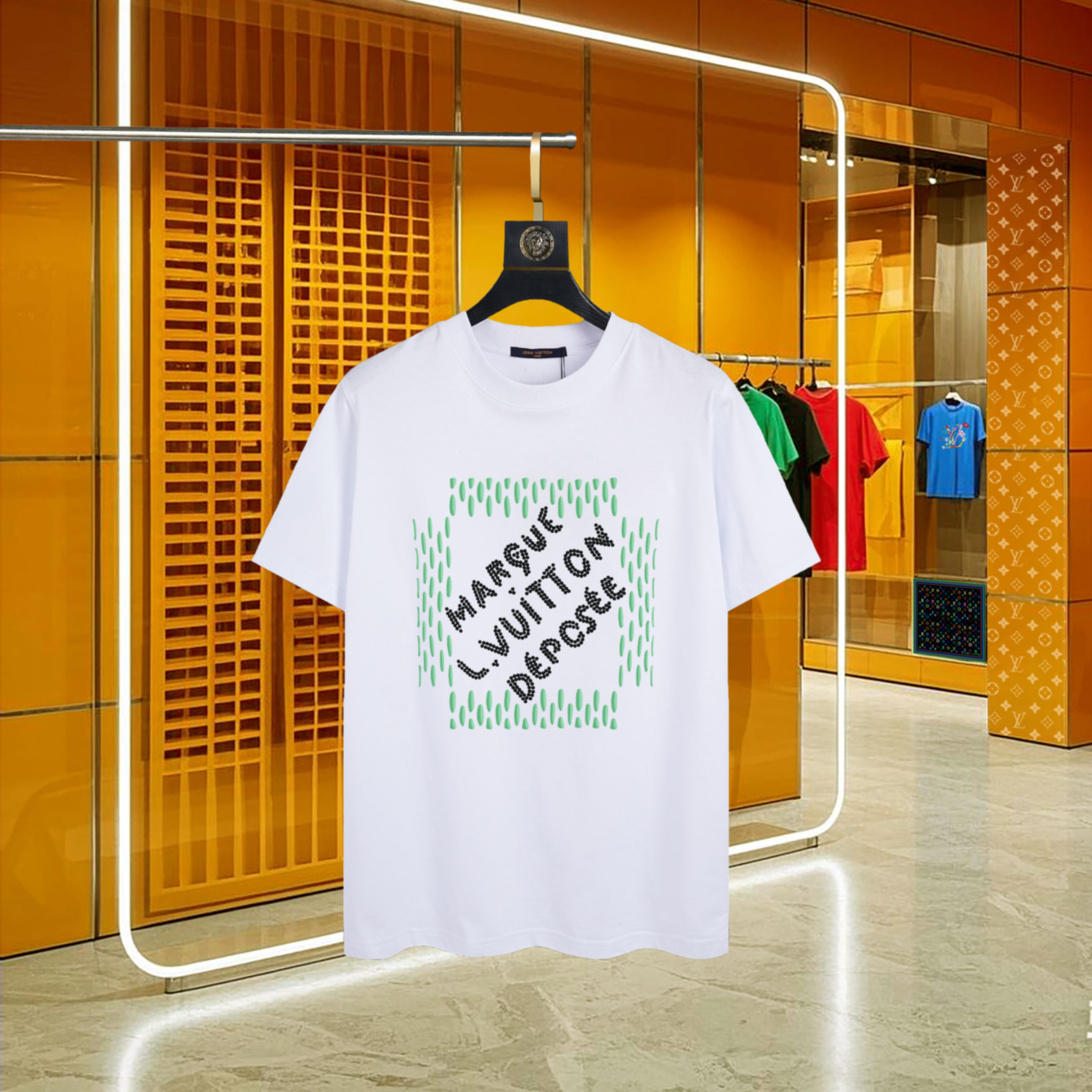 ルイヴィトンのtシャツコピー 柔らかい 短袖 純綿 トップス 男女兼用 ゆったり ホワイト_1
