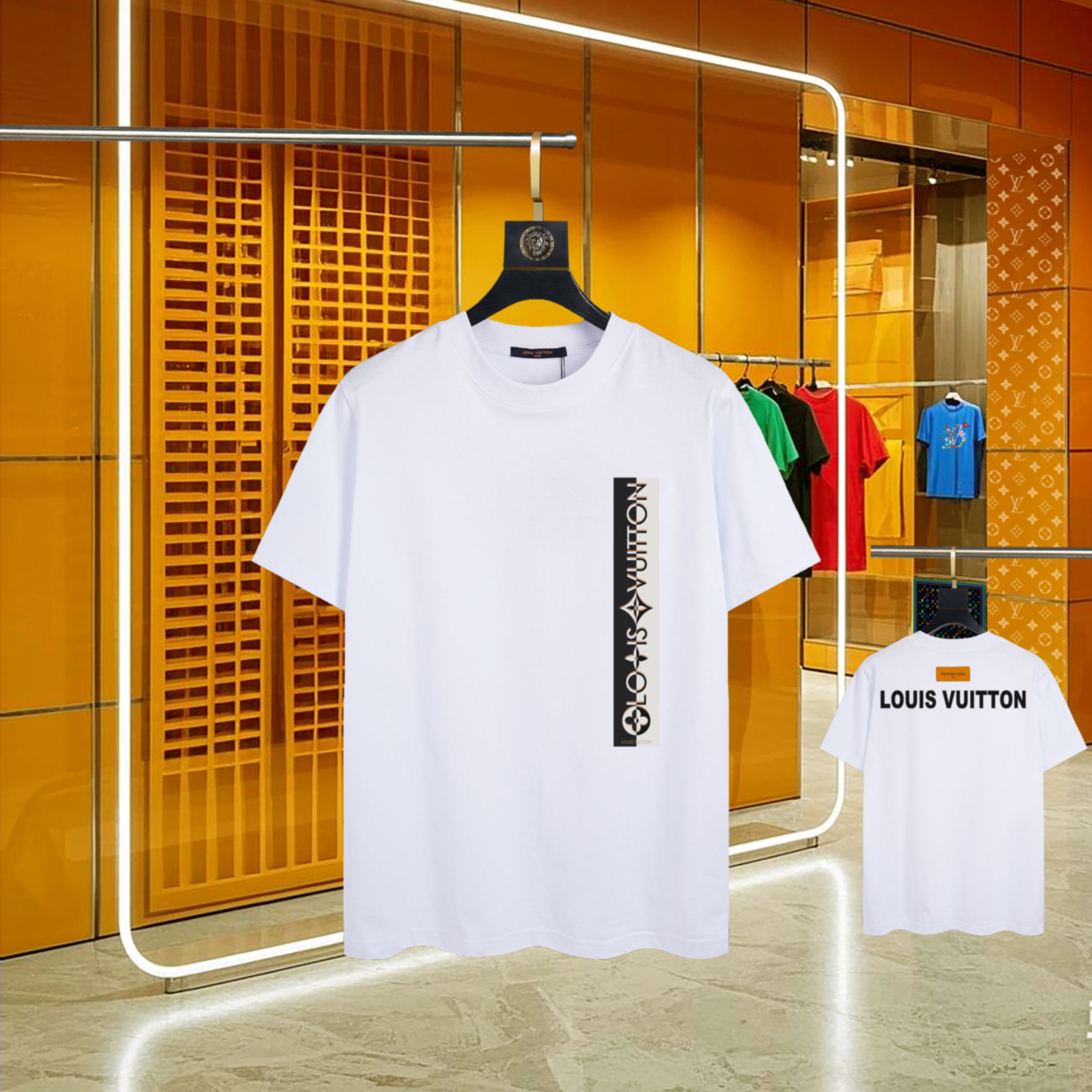 ルイヴィトン レディースtシャツＮ級品 柔らかい 短袖 純綿 トップス 男女兼用 ゆったり ホワイト_1