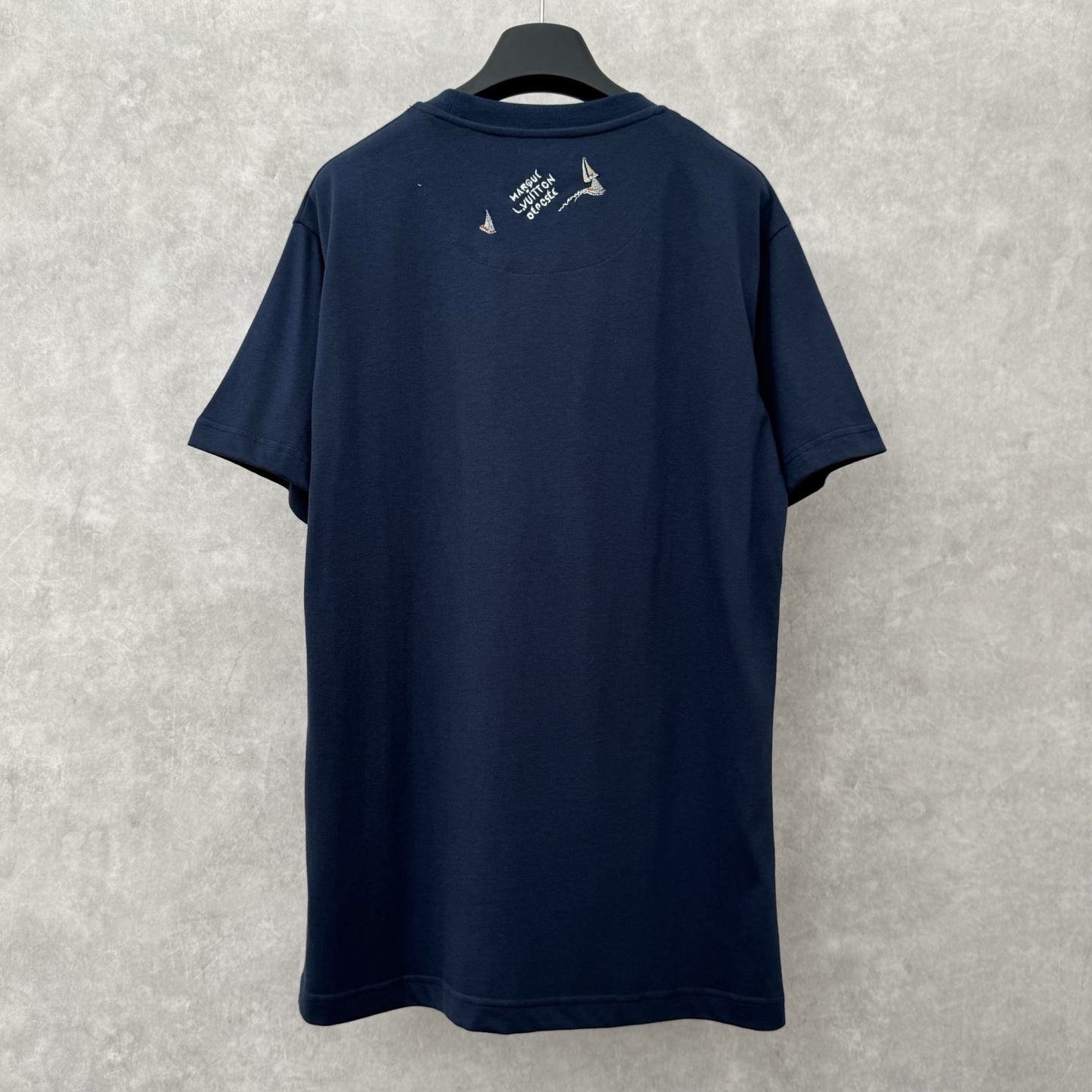 ルイヴィトン ロゴtシャツ偽物 ゆったり 短袖 純綿 トップス ロゴプリント 柔軟 ブルー_2