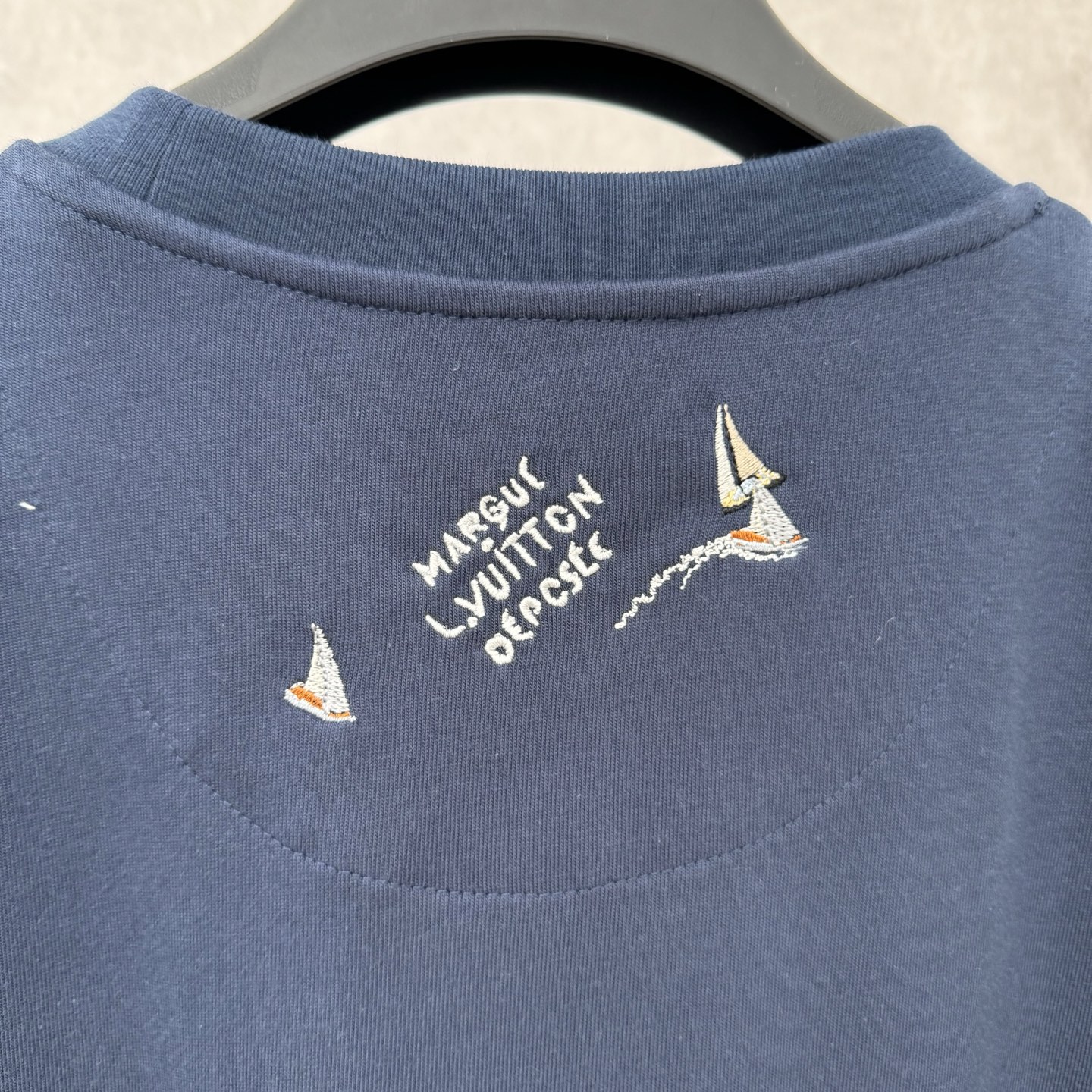 ルイヴィトン ロゴtシャツ偽物 ゆったり 短袖 純綿 トップス ロゴプリント 柔軟 ブルー_9