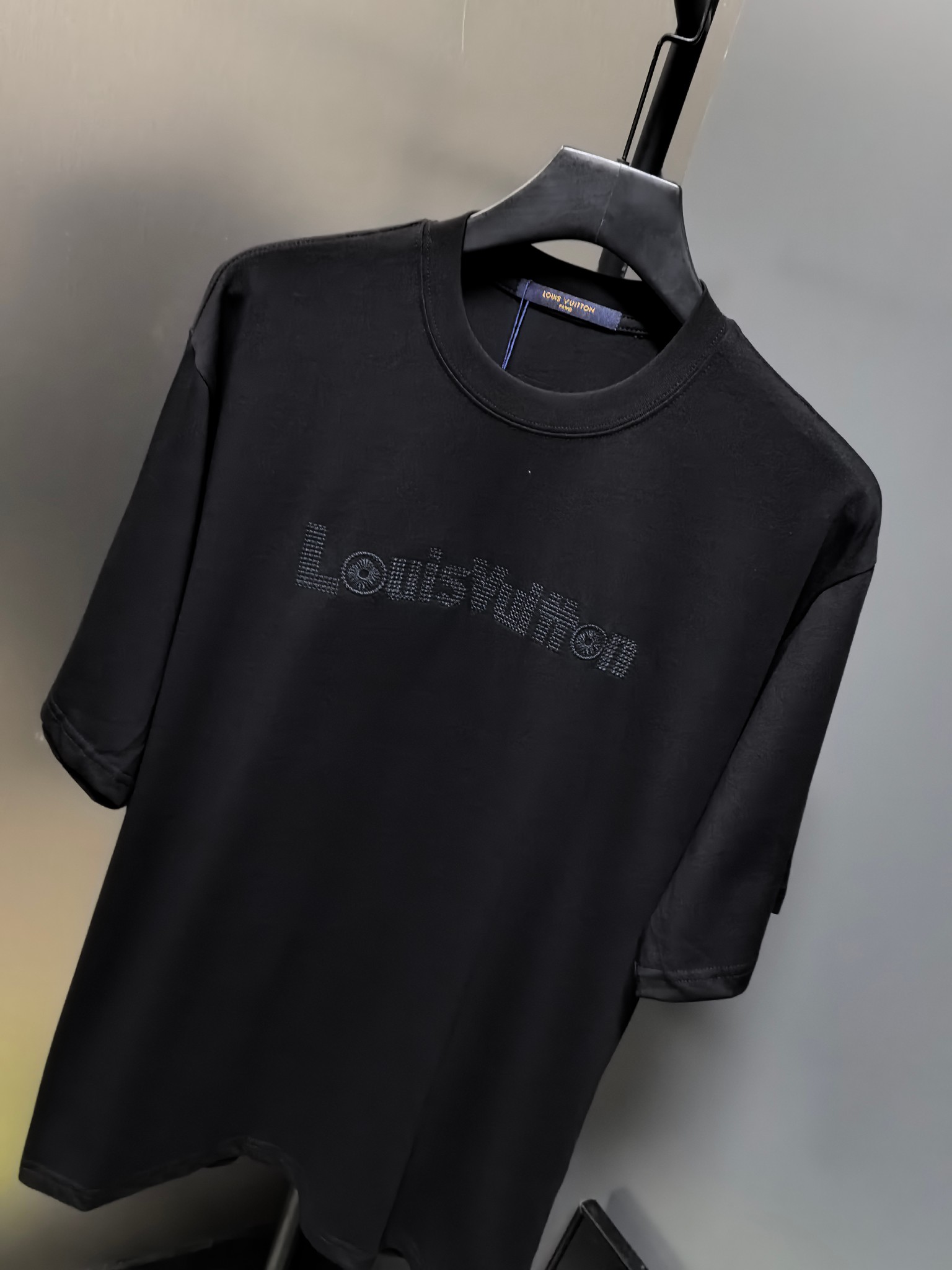 ヴィトン tシャツ 公式コピー シンプル ゆったり 短袖 純綿 トップス ロゴ刺繍 ブラック_5